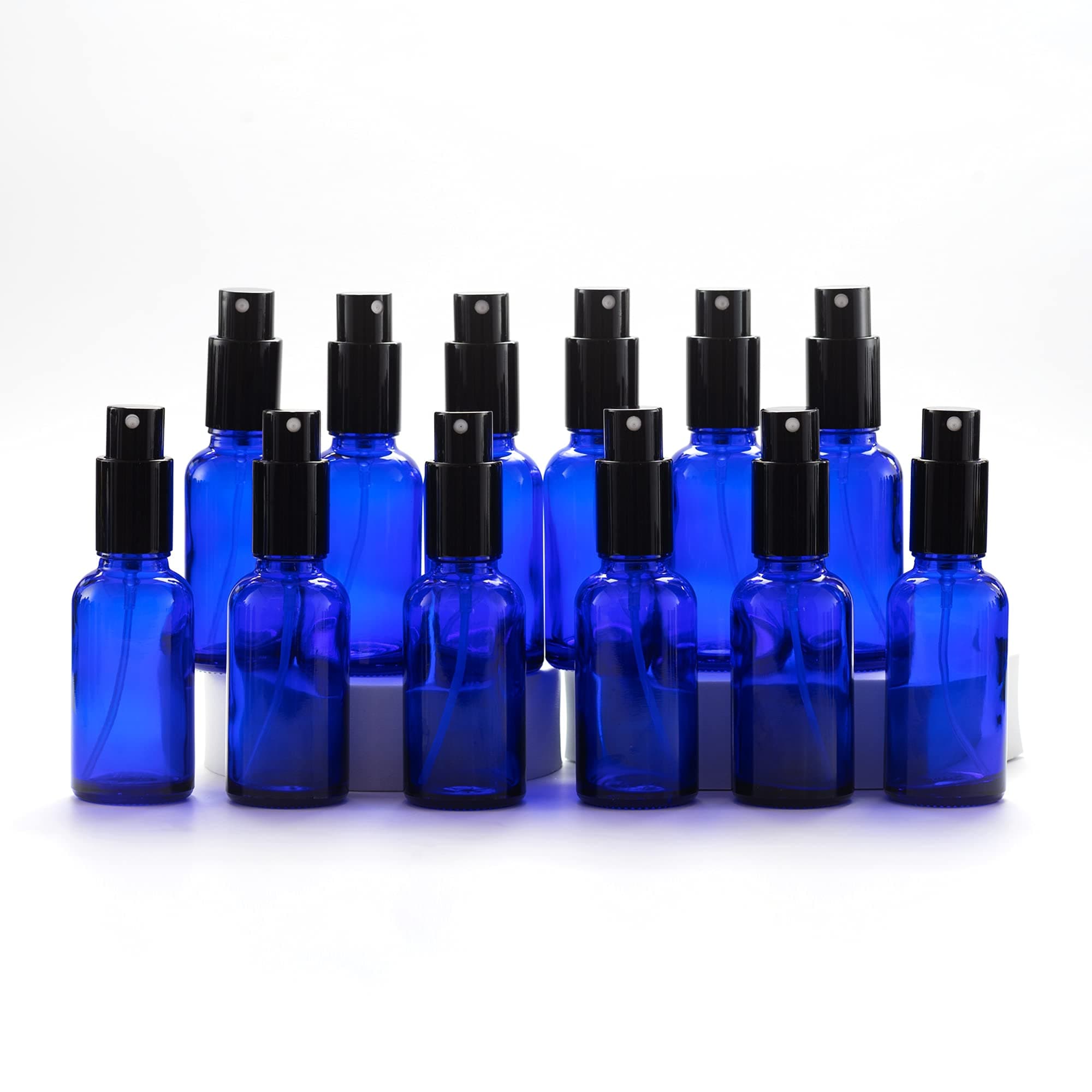 YIZHAO Bottiglie Spray Vetro 30ml, Blu Spruzzino Nebulizzatore Piccolo, per Olii Essenziali, Profumo, Pulizia, Cosmetici, Viaggio, Farmacia - 12 Pcs