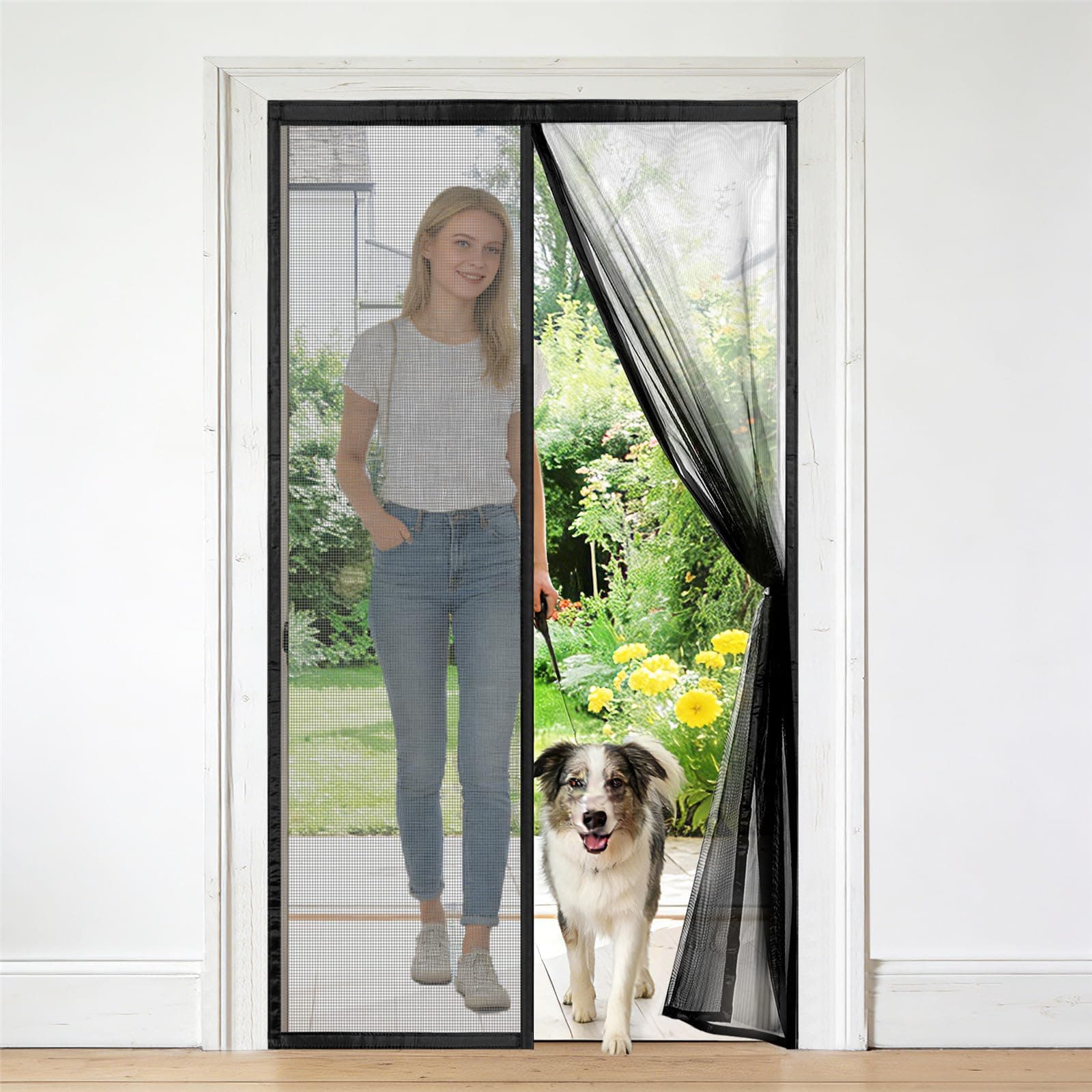 Zanzariera Magnetica per Porta 70x240 cm Senza Foratura Maglia Fine, Tenda Magnetica per Porte Versione Aggiornata, Adatta a Balconi Camere Porte Scorrevoli, Diversi Spazi Nera Varie Taglie