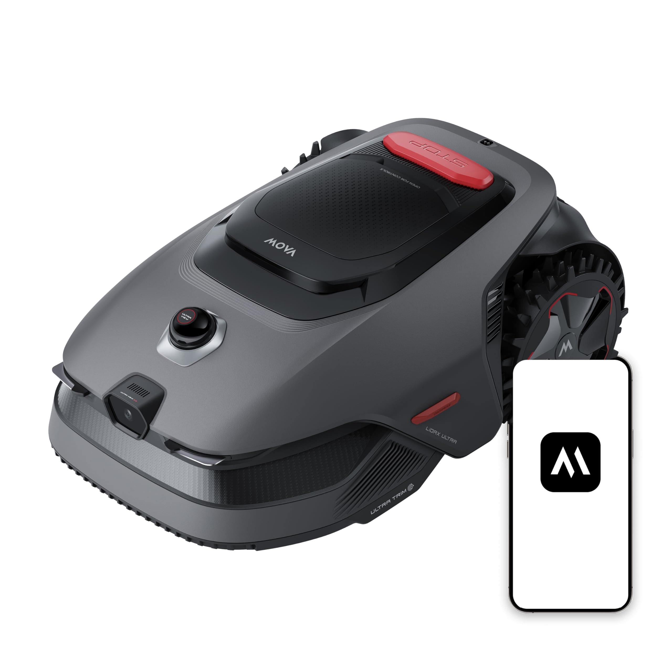 MOVA LiDAX Ultra 800 Robot Tondeuse sans Fil périphérique, Recommandé 800 m², Cartographie IA & LiDAR 3D 360° sans RTK, Coupe Bordures 5 cm, Sécurité Animaux, Toutes Terrains, Tonte en U Efficace