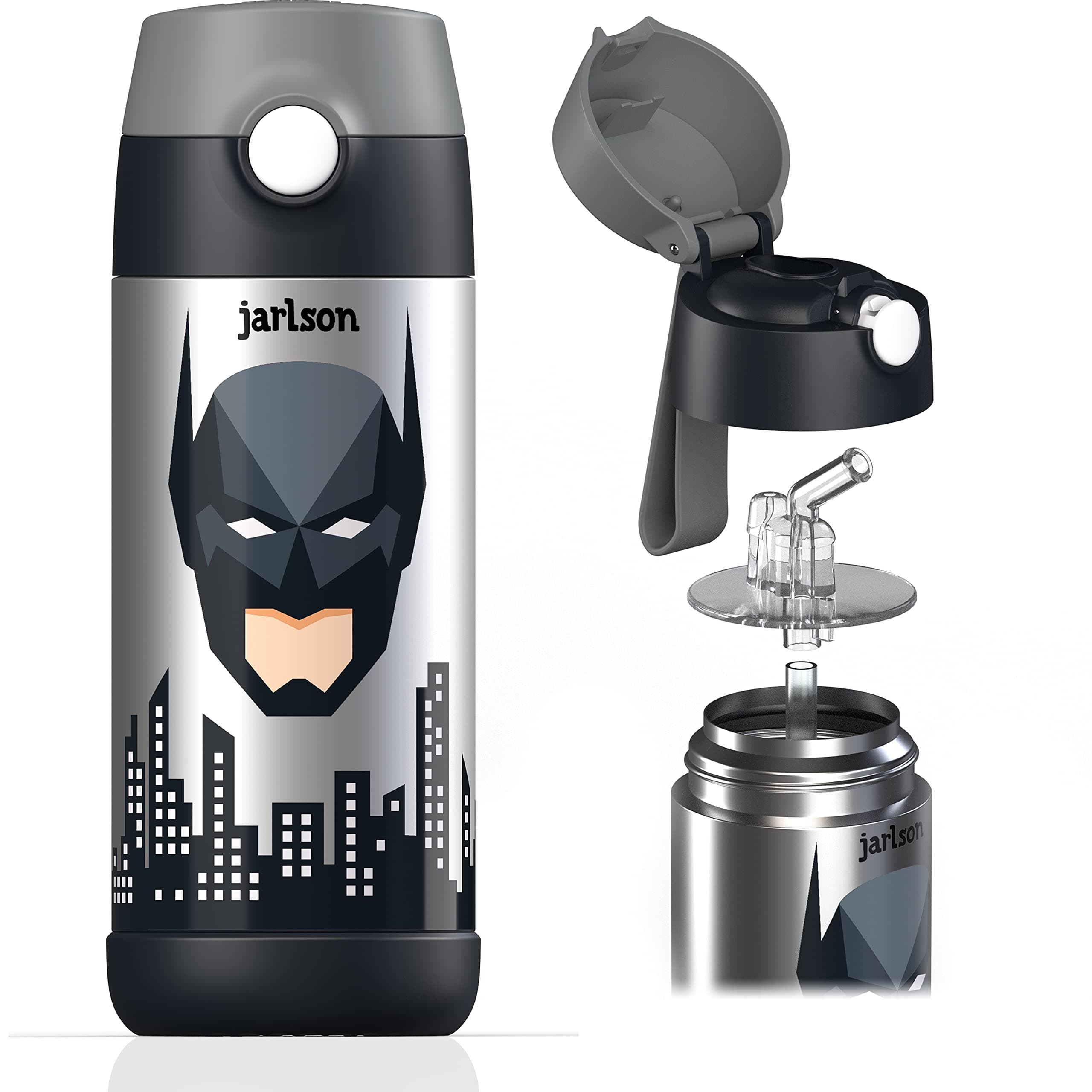 Jarlson® Borraccia Termica Bambini 350ml CHARLI [CON CANNUCCIA] - Bottiglia Acciaio Inox - Termos per Bambini e Bambine - Senza BPA - Ideale per Scuola, Sport e Viaggi