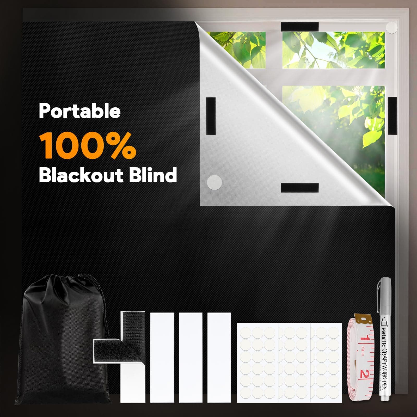 Gaeymy Tende Oscuranti per Interni, 200x148cm Tenda Oscurante Con Velcro, Portatile Telo Oscurante Finestra Esterno, Tessuto Termico Isolante Caldo per Vetri Lucernario Tetto, Camera da Letto