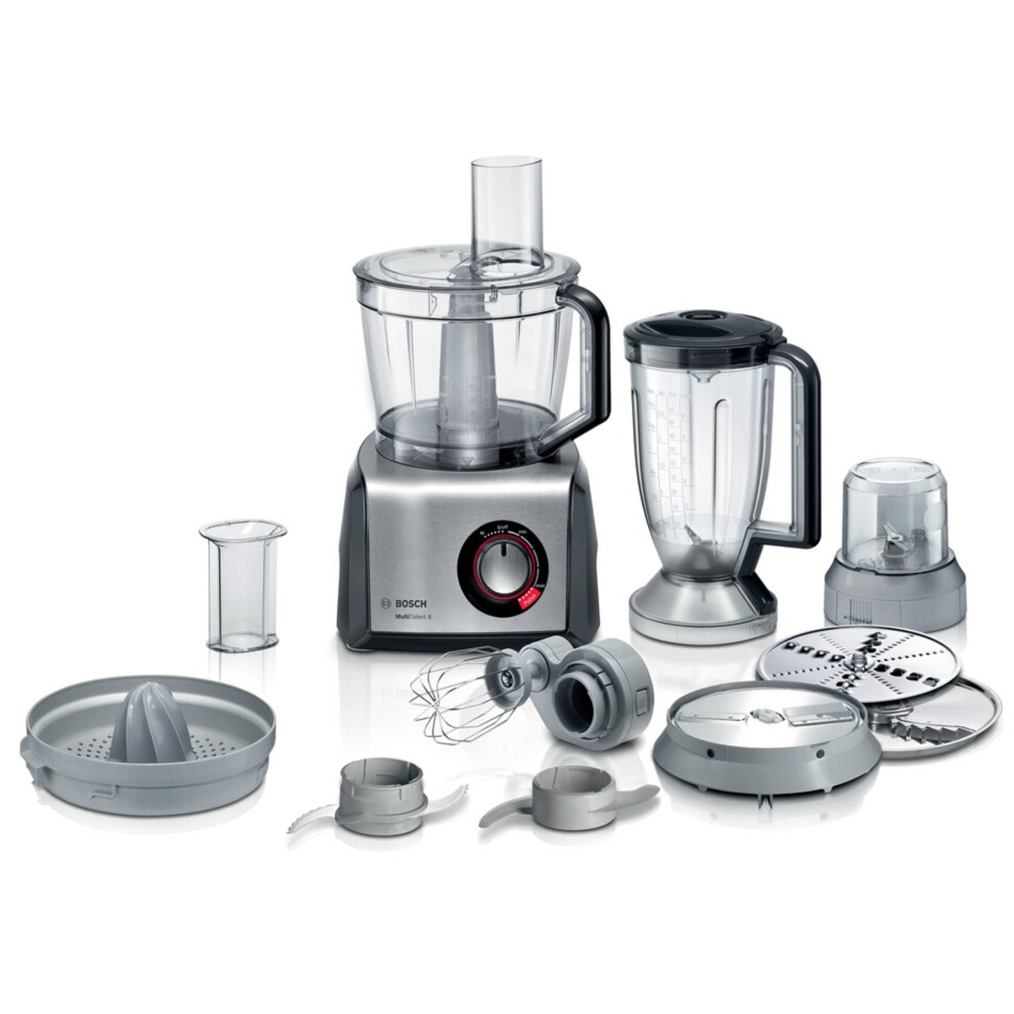 Bosch - Procesador de alimentos, MultiTalent 8, 1250 W, Negro, Acero inoxidable, MC812M844