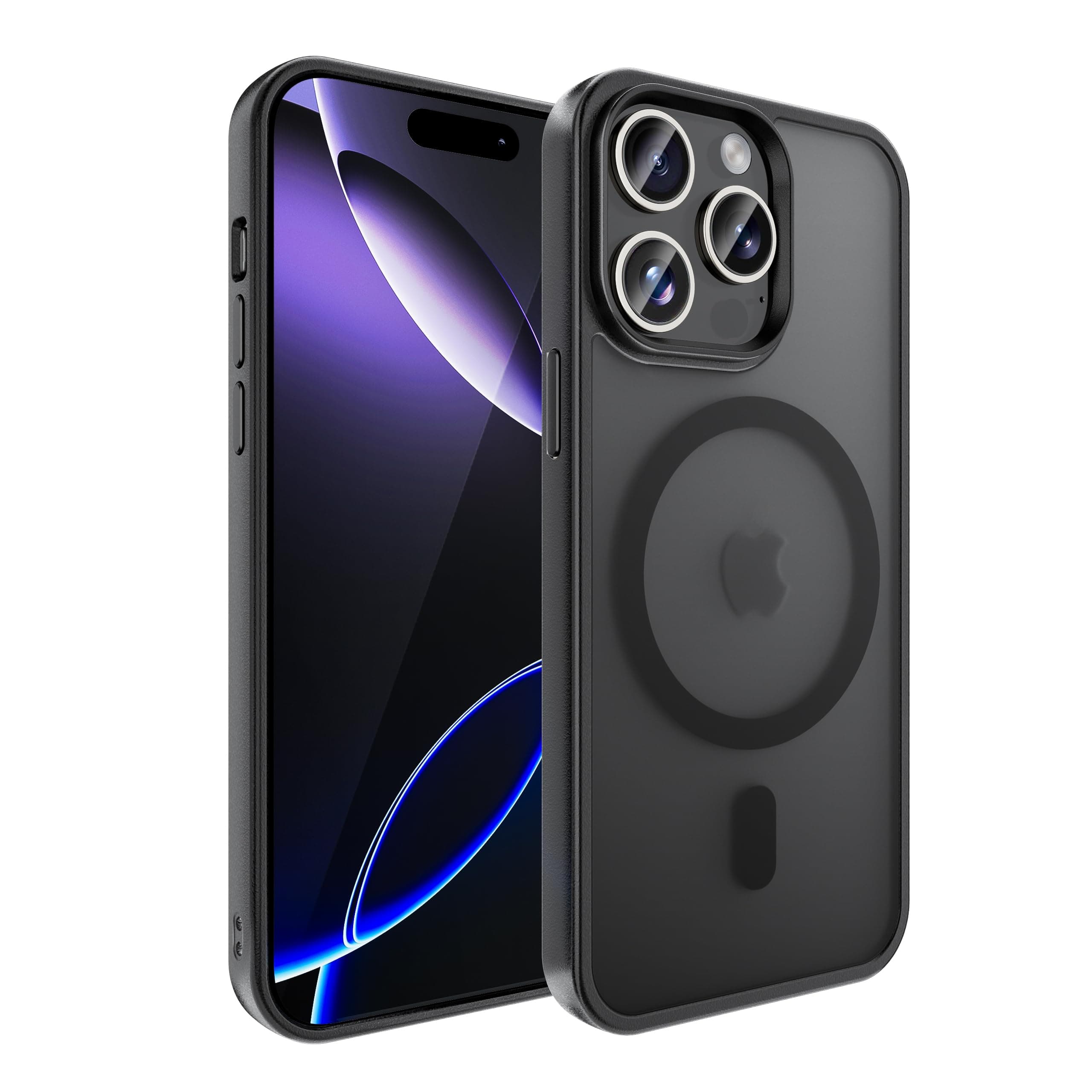 tigratigro Cover Magnetica per iPhone 15 Pro Max, Compatibile con MagSafe, Custodia Traslucida Opaca Posteriore Sottile Antiurto Protettiva Case, Protezione Antiurto di Grado Militare, Nero