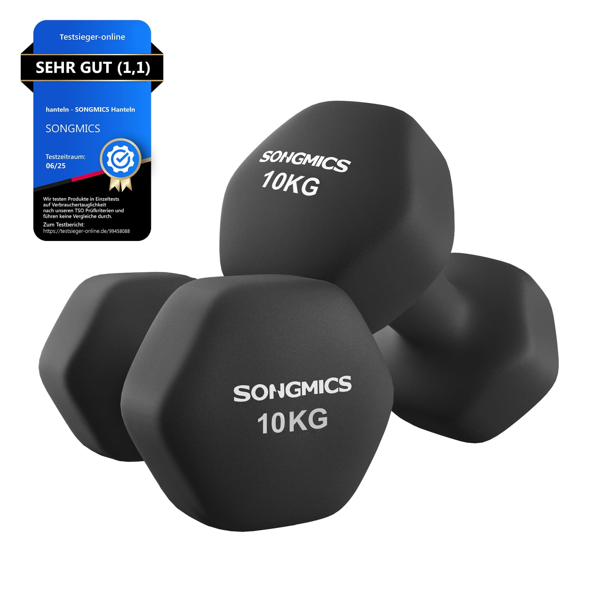 SONGMICS 2 Stück Hexagon Hanteln mit Neoprenbeschichtung für Krafttraining, Fitness, Zuhause