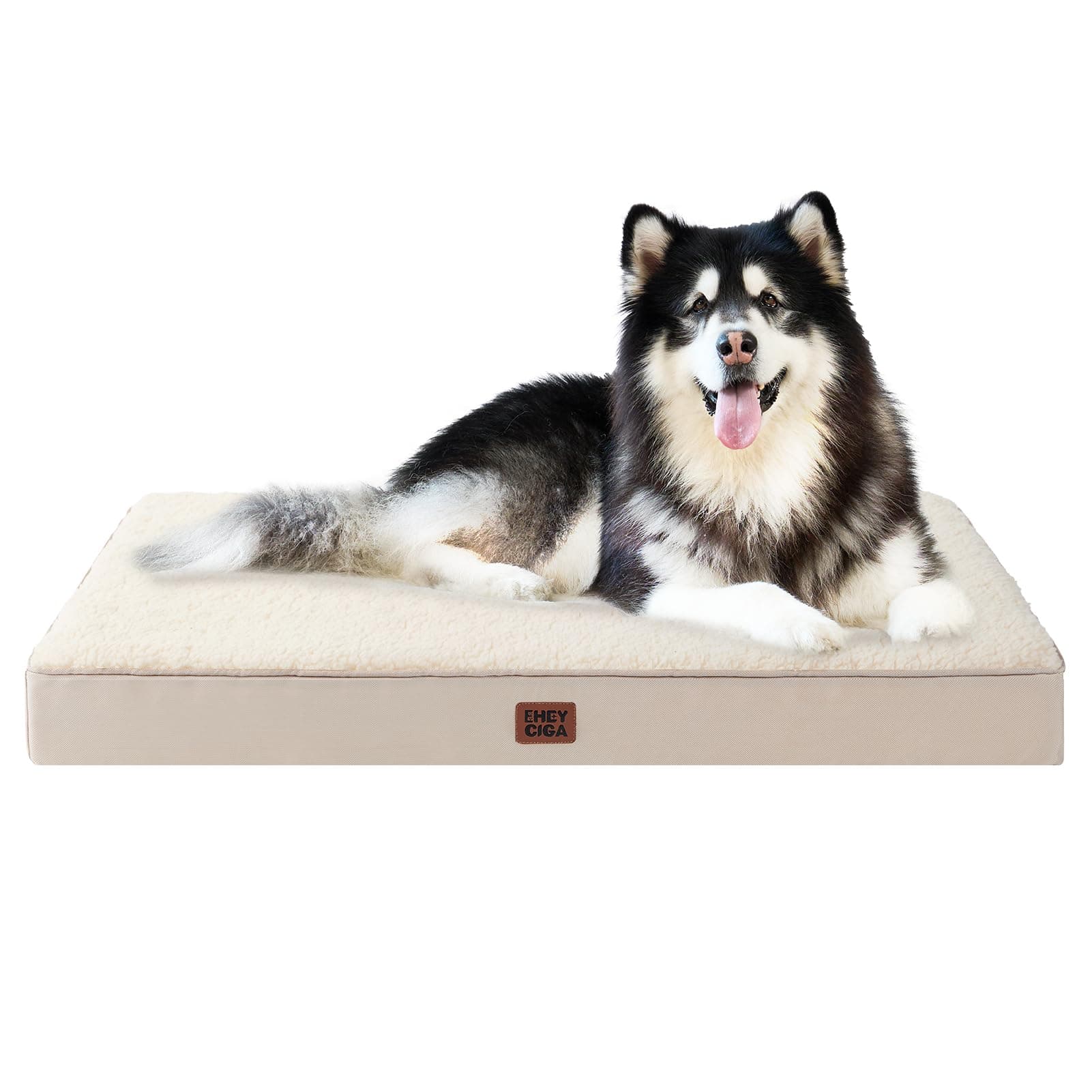 EHEYCIGA Panier Chien XXL Orthopedique, Coussin Chien Dehoussable Lit pour Chiens Lavable, Tapis Epais pour Chiens Grande Taille, Matelas Animaux, Chameau, 120x74x9cm