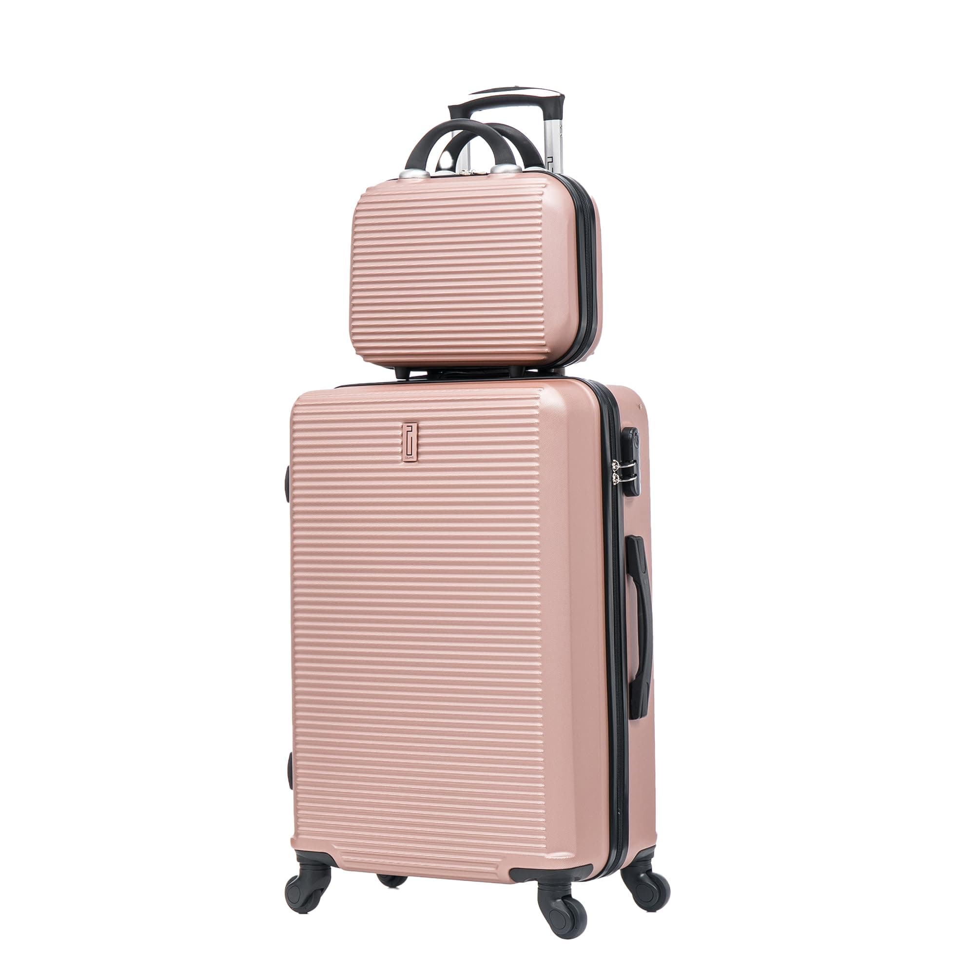 CELIMS - Maleta Mediana de Viaje con Neceser Neceser 30cm Rígida con 4 Ruedas Ligera Facturación 20kg 65cm | Cerradura Integrada | Maleta Mediana con 4 Ruedas 65cm | Oro Rosa