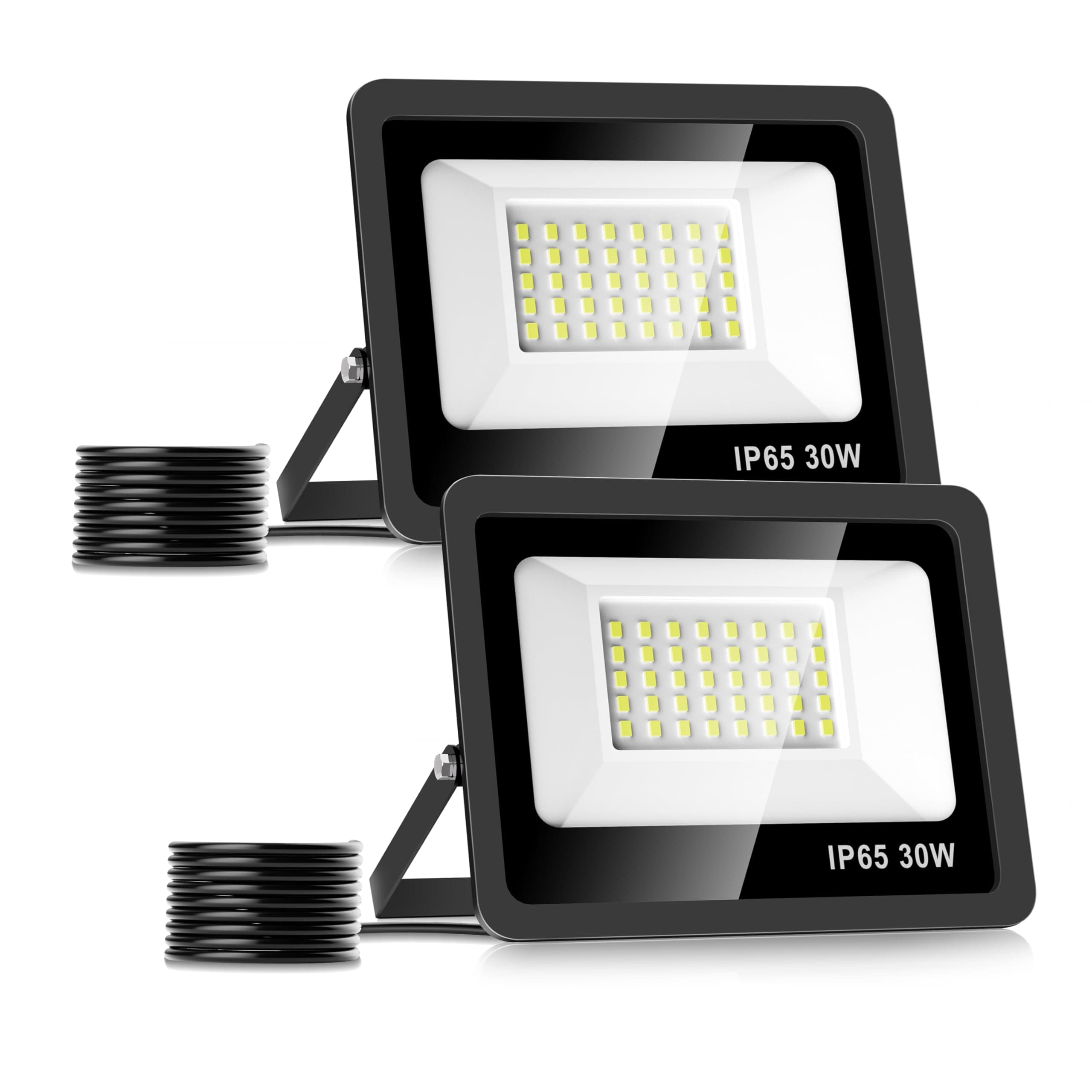 Realky 30W Faretto Led da Esterno 2 Pezzi, Potenti Faretti Led Esterni 3000LM, 40 LED 6500K Bianca Fredda Faro led esterno IP65 - Fari Led Interna ed Esterna per Giardino, Cortile, Garage,Pareti
