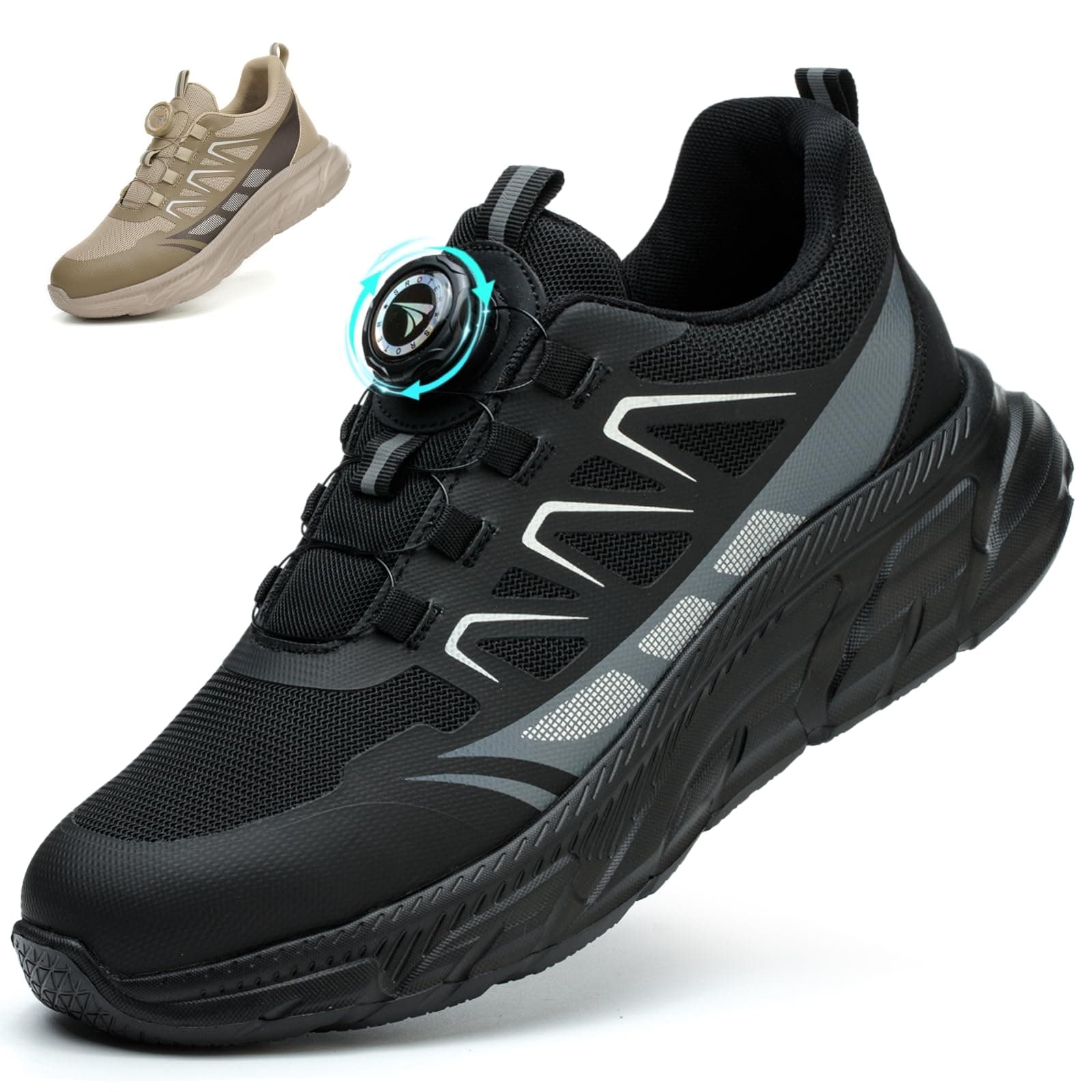 RASEARY Zapatos de Seguridad para Hombre Mujer Ligeros Zapatillas de Seguridad con Punta de Acero Zapatos de Trabajo Zapatillas Trabajo Comodo Antideslizantes