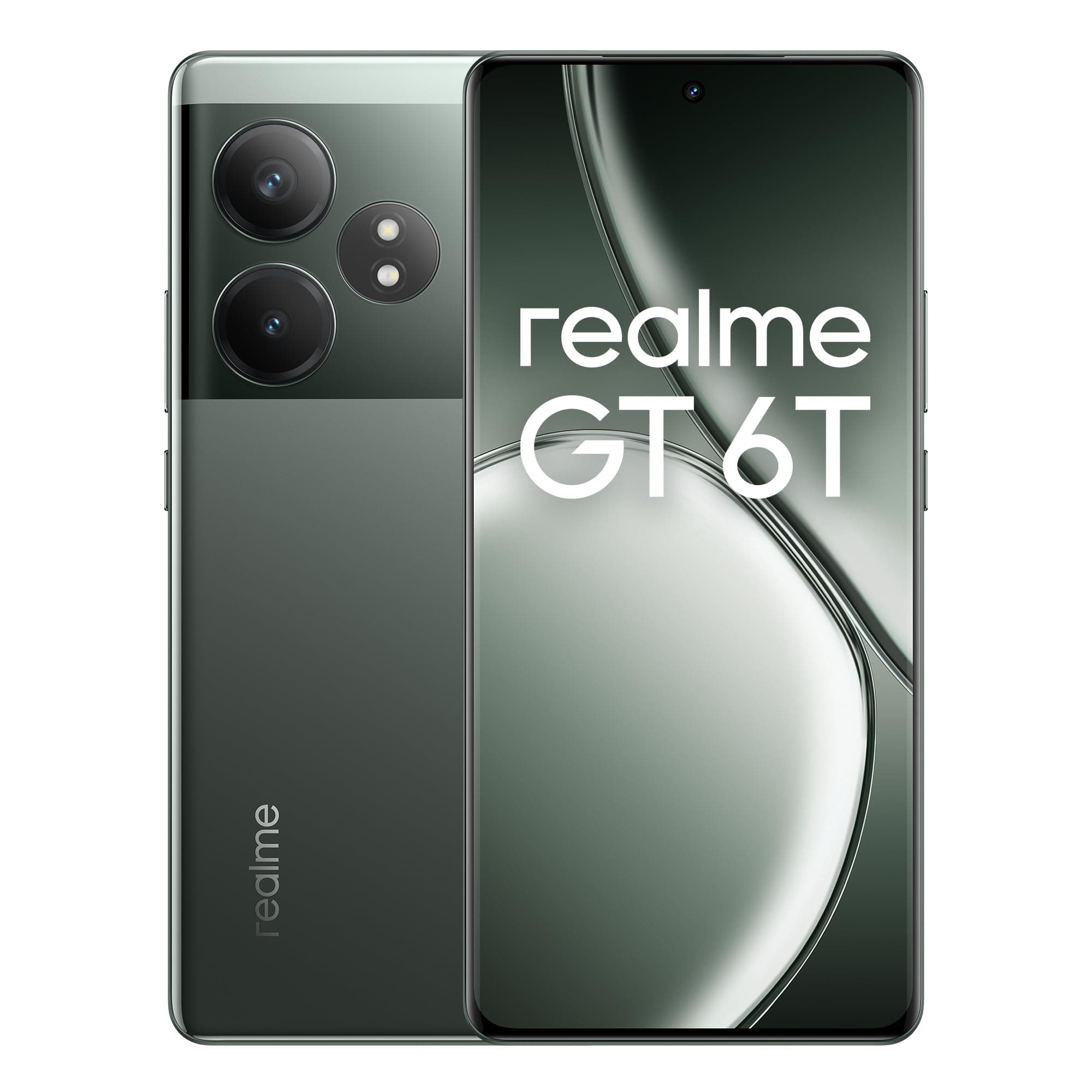 realme GT 6T 5G Teléfono Móvil 8+256 GB, Snapdragon® 7+ de 3.ª generación, Pantalla ultrabrillante de 6000 nits, Cámara Sony de 50 MP con OIS, Gran batería de 5500 mAh, Verde, sin Adaptador