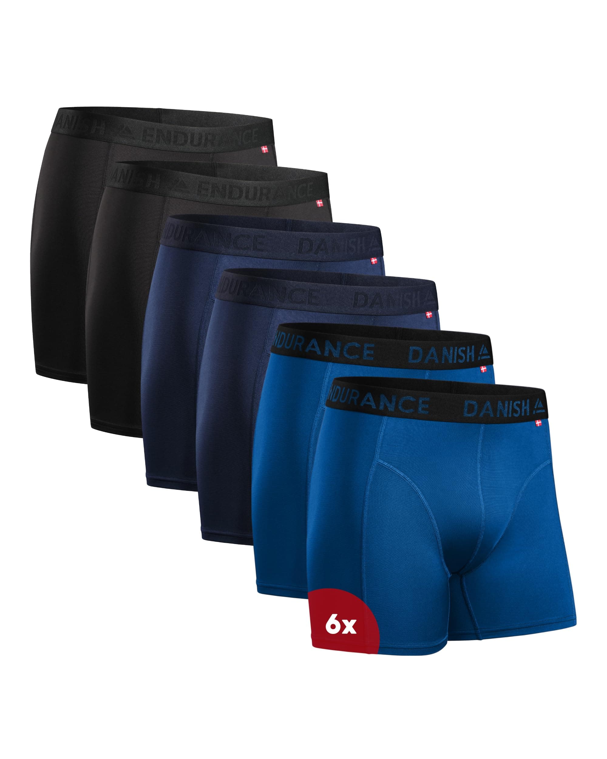 DANISH ENDURANCE Calzoncillos Hombre Boxer Deportivos, Ajustados y Transpirables, Pack de 6 - Ropa Hombre Deportiva, Ropa Interior