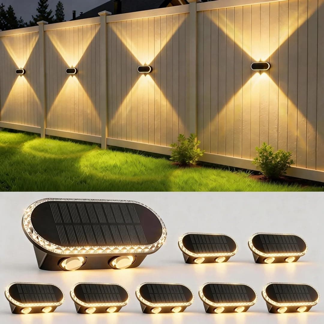 Hiromeco Lámparas Solares Exteriores Jardin: 3 Brillo Aplique Solar Exterior Pared Arriba y Abajo - IP65 Impermeable Luces Solares Exterior para Jardin Garaje Cerca Muro