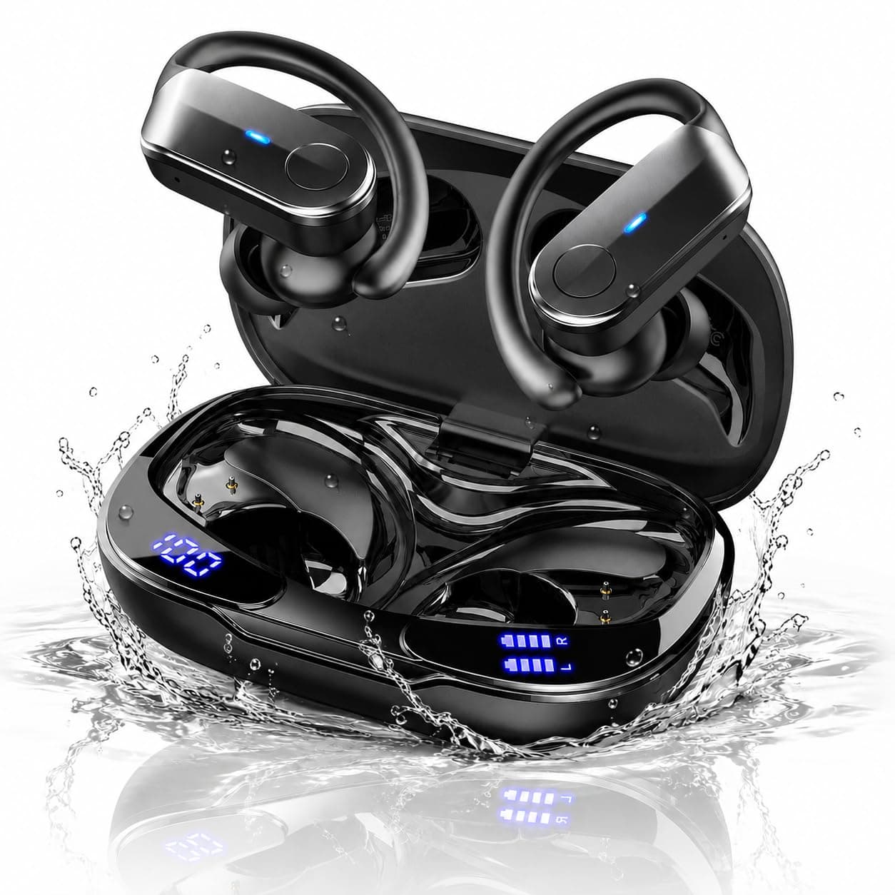 Ordtop Auriculares Bluetooth 5.4, 2026 Auriculares Inalambricos Deportivos | 70Hrs Cascos Inalambricos/ENC Cancelacion Ruido HD Mic, USB-C/Pantalla LED/Cascos para Running