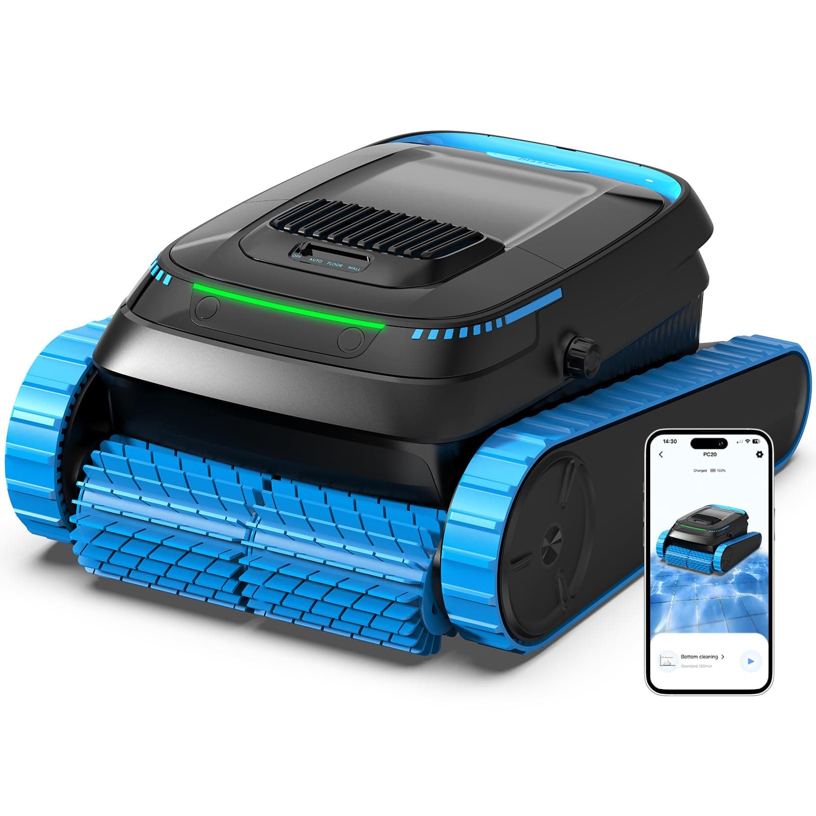 BOTLUXE (2026 Mise à Niveau) Robot de Piscine PC20 Sol et Paroi, Nettoyage Ligne d'eau, Navigation Intelligente, Aspirateur Puissant 18927 L/H avec contrôle par App, pour piscines jusqu'à 170㎡