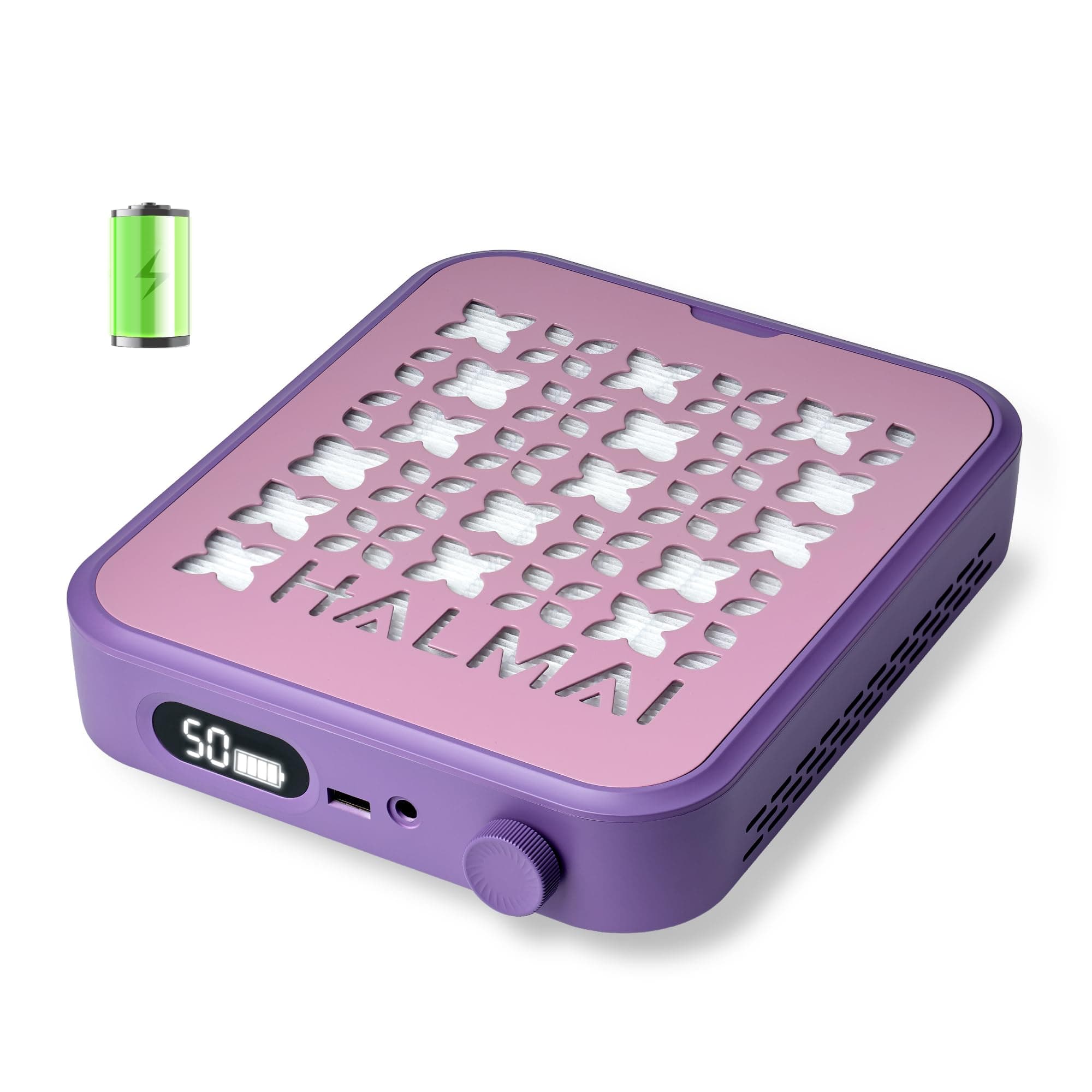 HALMAI Aspirateur à poussière rechargeable sans fil - 800Pa aspiration, moteur sans balais 5000 tr/min, portable pour onglerie (acrylique/gel), filtre HEPA , multi-couleurs (Violet crépusculaire)