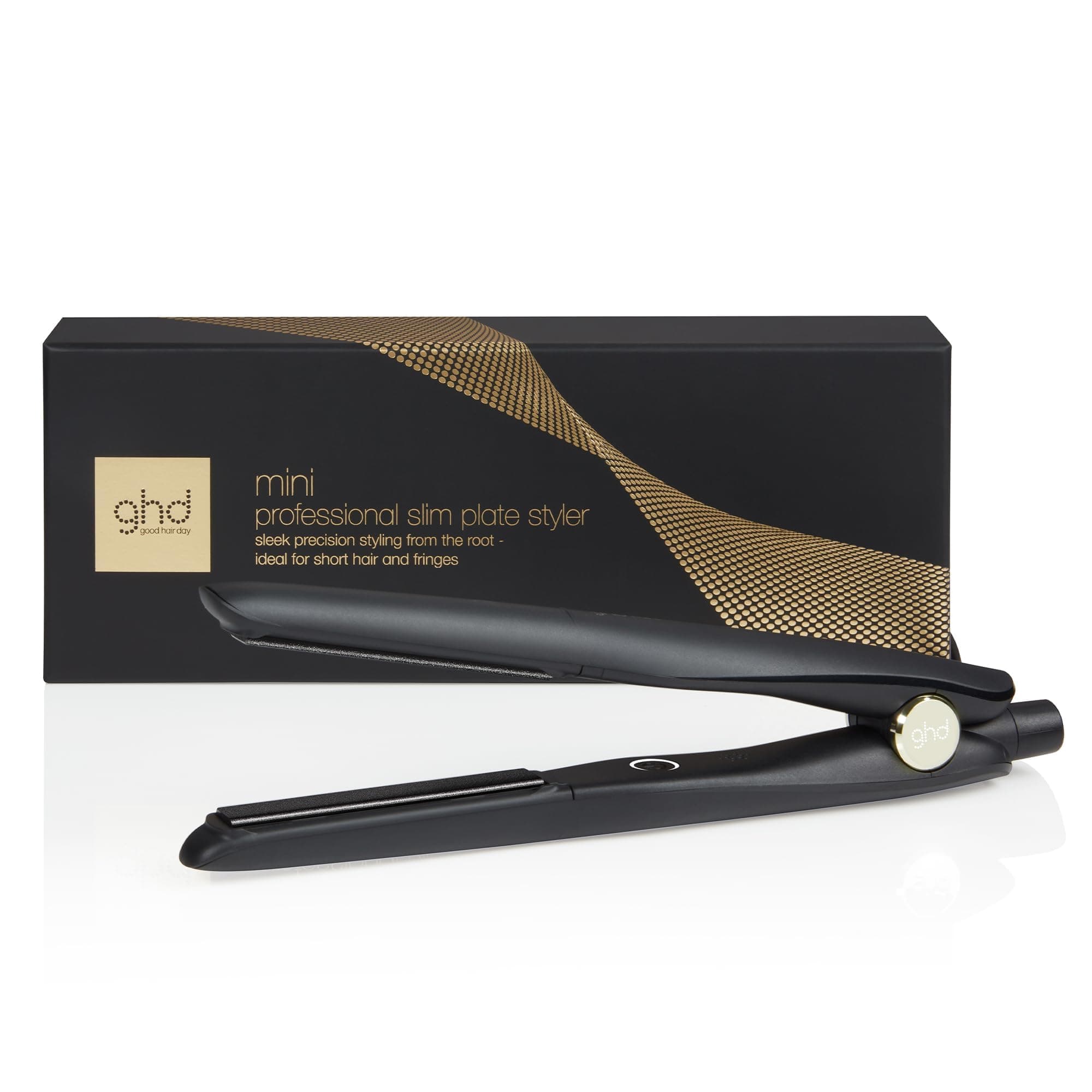 ghd Mini Styler, Piastra per Capelli con Lamelle Sottili per Styling Preciso su Acconciature Corte e Frange, Rivestimento ad Alta Lucentezza, Nero