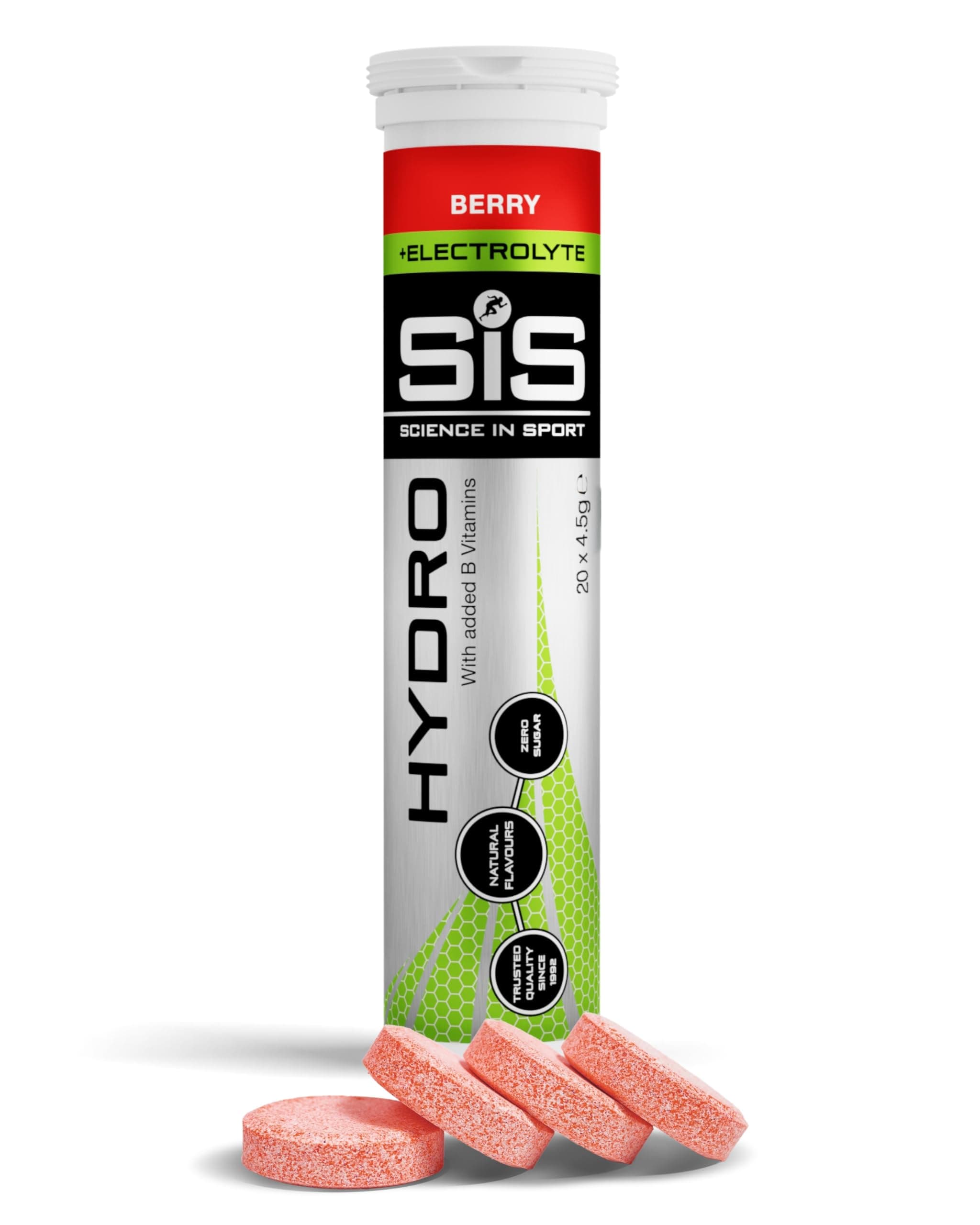 Science in Sport HYDRO Tabletten 20 Stk. Beere Limette - Elektrolyte Tabletten, Vegan & glutenfrei, Brausetabletten für einen ausgeglichenen Elektrolyte-Haushalt (Verpackung kann variieren)