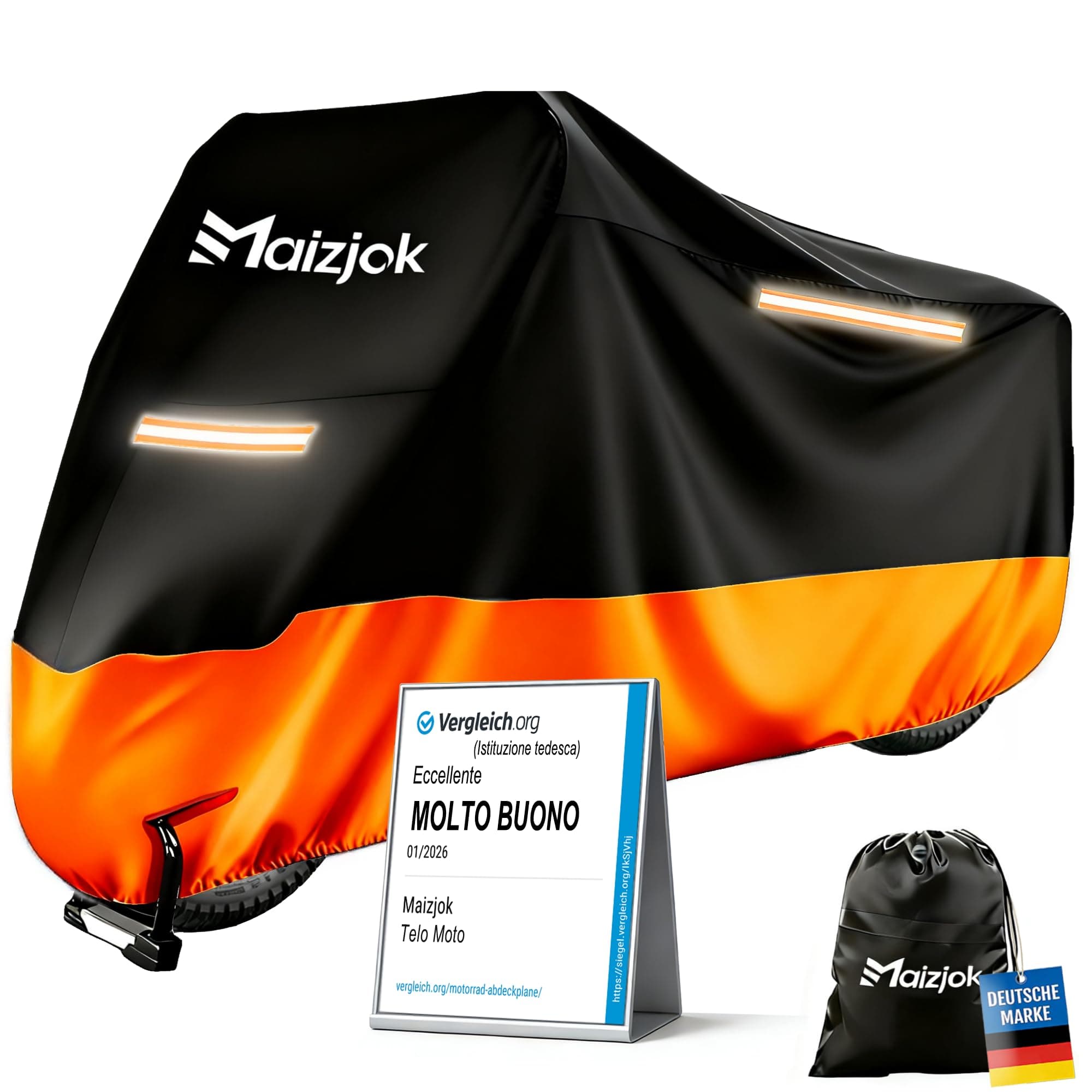 Maizjok® Telo Moto da Esterno Interno Telo Coprimoto Impermeabile Copri Moto 210D Poliestere Copertura Universale per Scooter Motorino Ciclomotori Motocicletta Stradale Motocross (245x105x125cm）