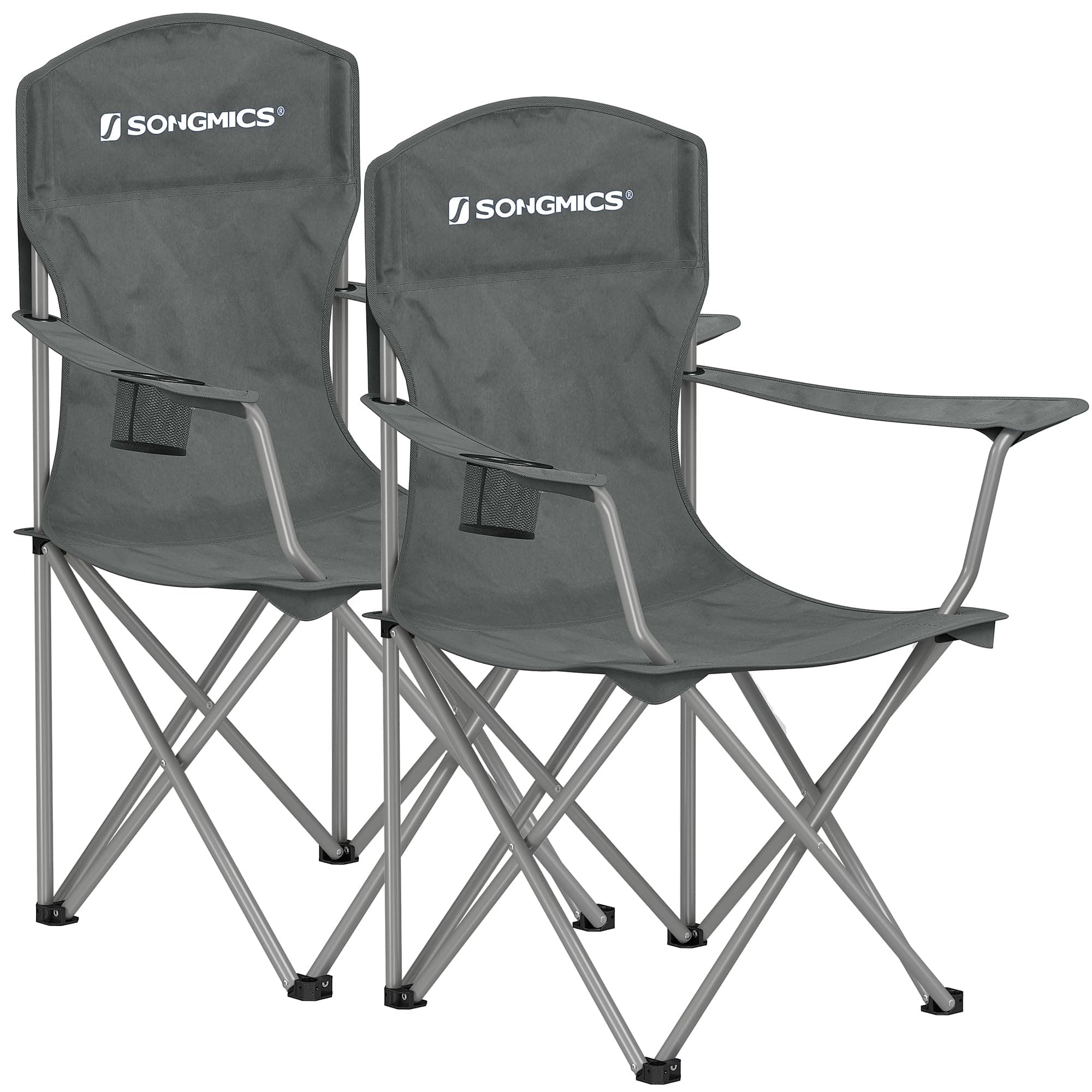 SONGMICS 2er Set Klappstuhl Campingstuhl Bequeme Schwerlaststruktur bis 150kg belastbar mit Getränkehalter Outdoor Stuhl