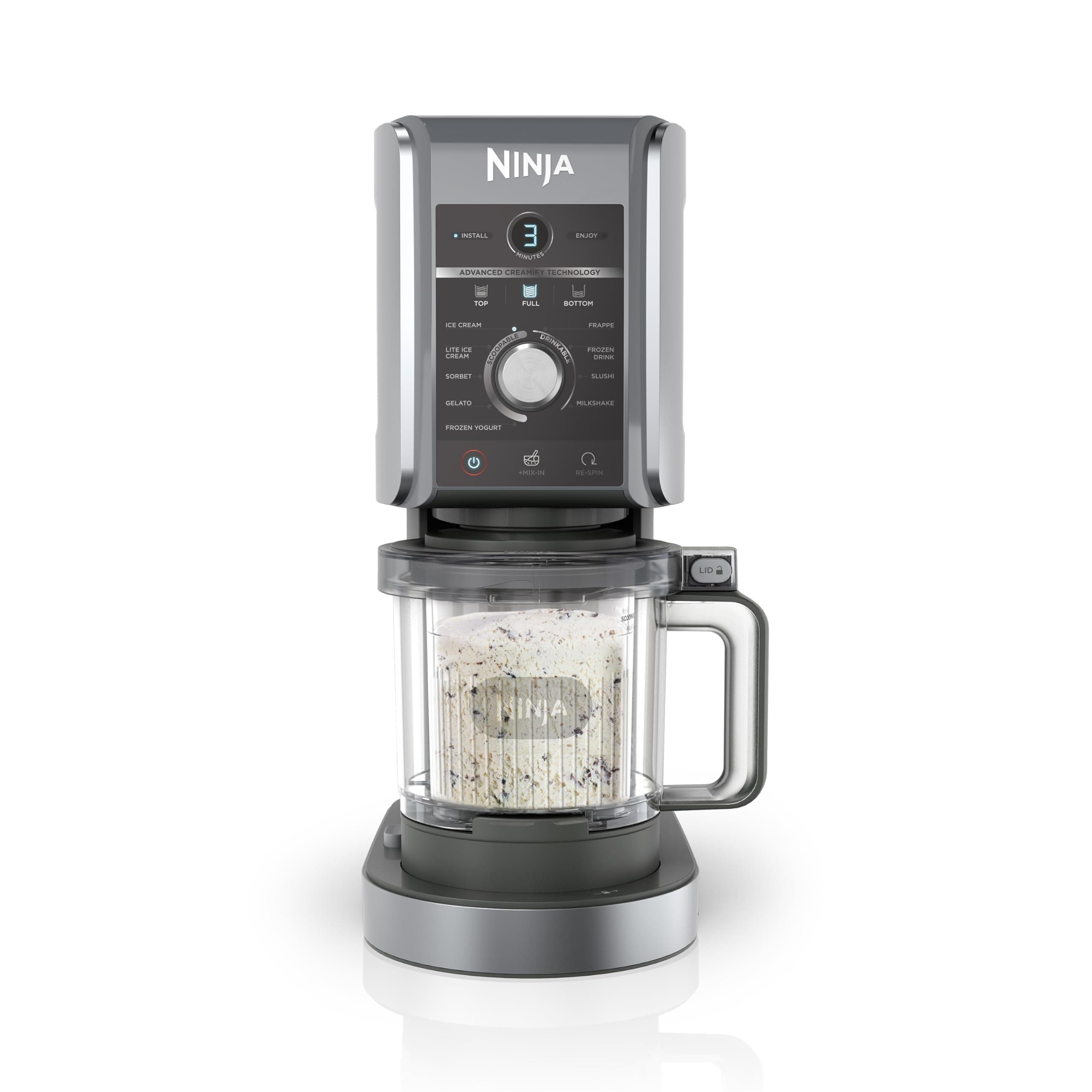 Ninja CREAMi Deluxe - Macchina per Gelato, Sorbetti, Yogurt, Frullati e Altro - Gelatiera con 10 Programmi, Doppia Coppetta - Opzione 2 Gusti in 1-2 Vasetti Grandi - Modello NC502EU, Colore Argento