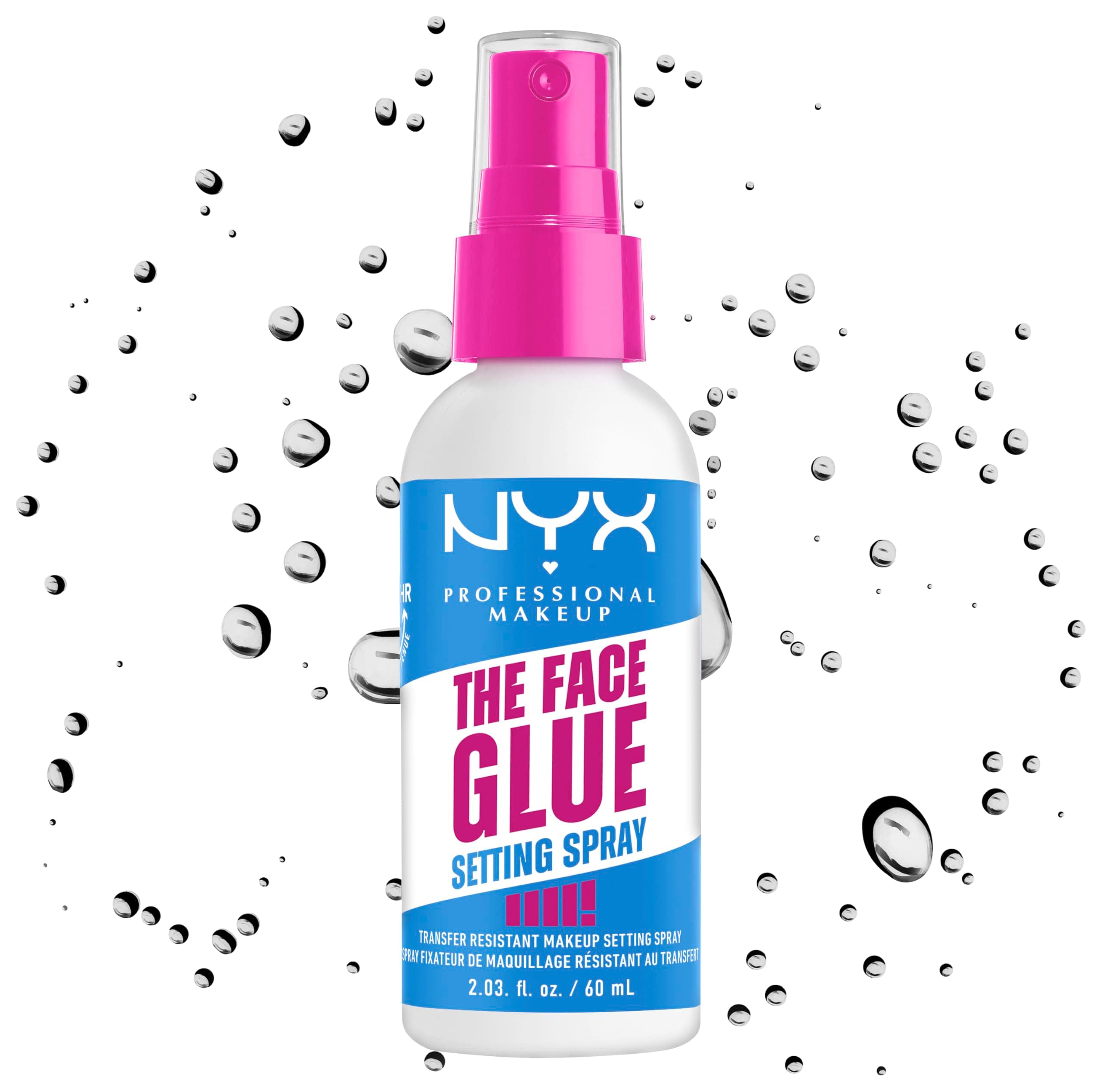 NYX Professional Makeup The Face Glue Setting Spray, Fixierspray für 24 Stunden Make-up-Halt und strahlenderes Make-up, Fixing Spray mit extralangem Halt dank Ahornsirup, 60 ml
