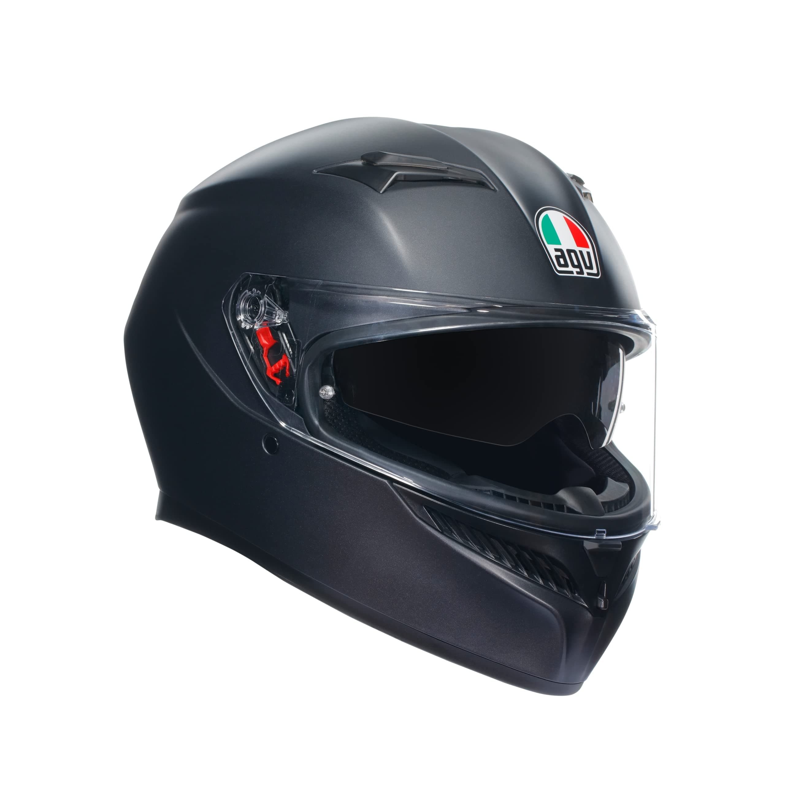 AGV - Casco K3 E2206 MPLK, Casco Moto da Uomo, Casco Integrale ECE con Assorbimento del Sudore, Spoiler, Prese d'Aria e Visiera Antigraffio Anti UV, con Predisposizione Interfono, Nero