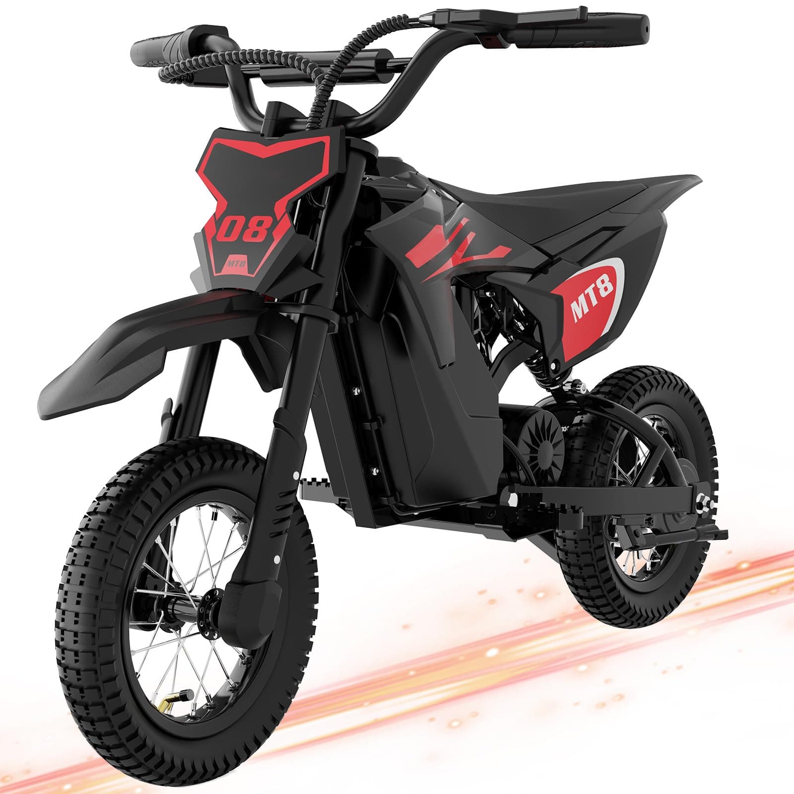 ELEKGO MT8 Moto électrique pour Enfants, Moteur 300W avec 3 Vitesses Jusqu’à 25 km/h, autonomie 18 km, pneus gonflables 12 Pouces, Suspension et Frein à Tambour – Moto Cross Enfant Jusqu’à 60 kg