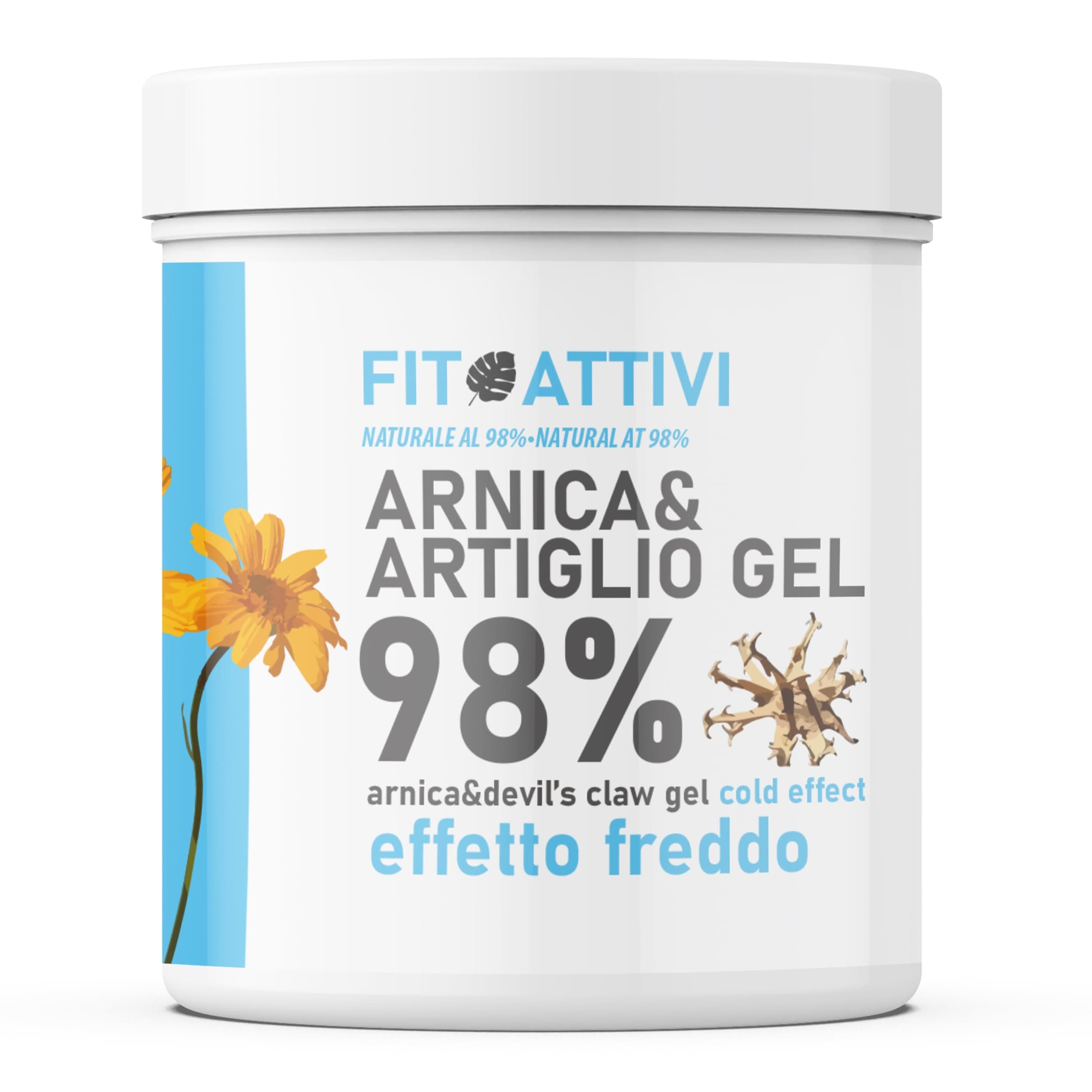 Arnica e Artiglio del Diavolo Forte 500ml Effetto Freddo 98% Arnica Per Cavalli Uso Umano Vitamina E Mentolo Menta per Massaggi Locali Made In Italy