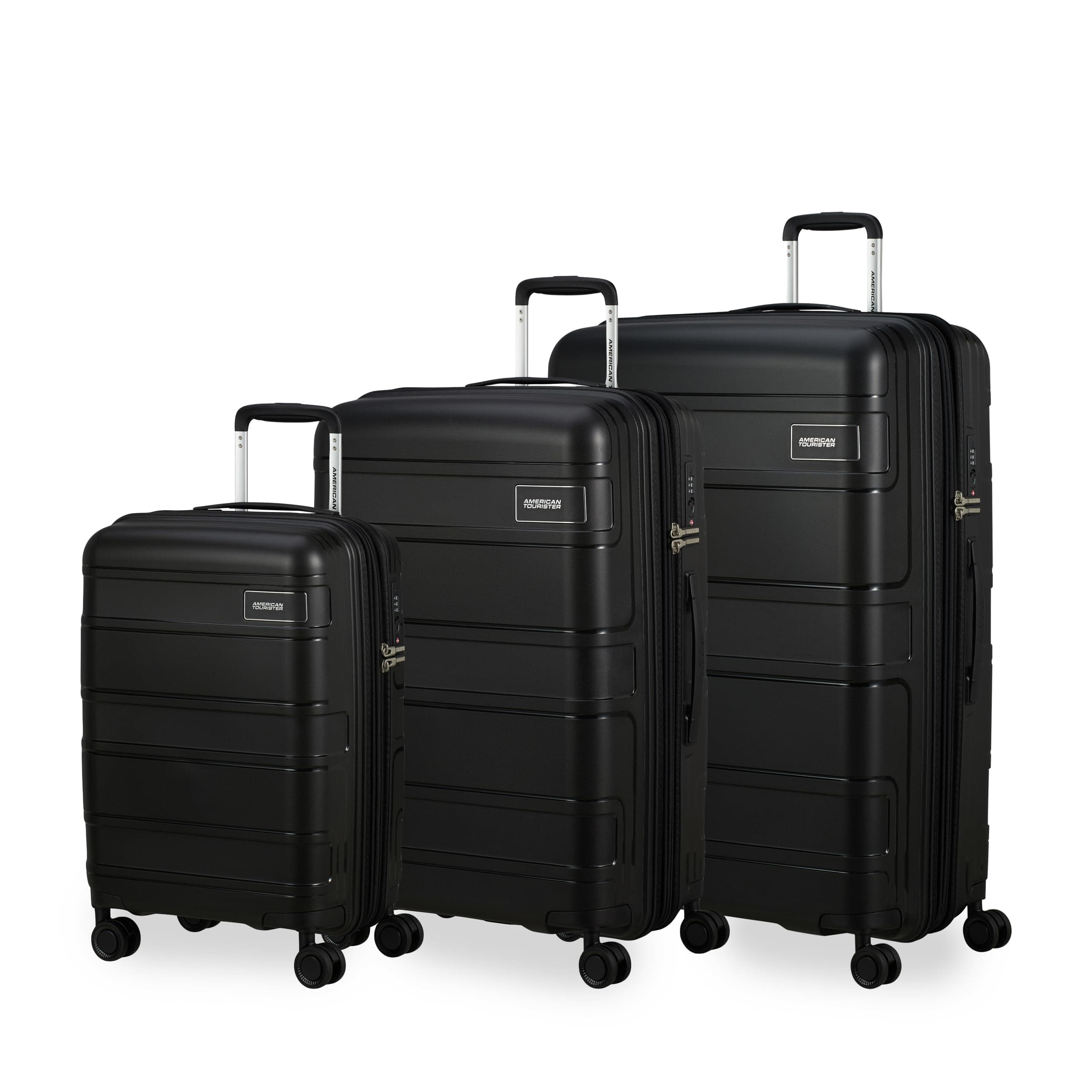 American Tourister Skymax - Set di valigie 3 pezzi, nero (basso nero)