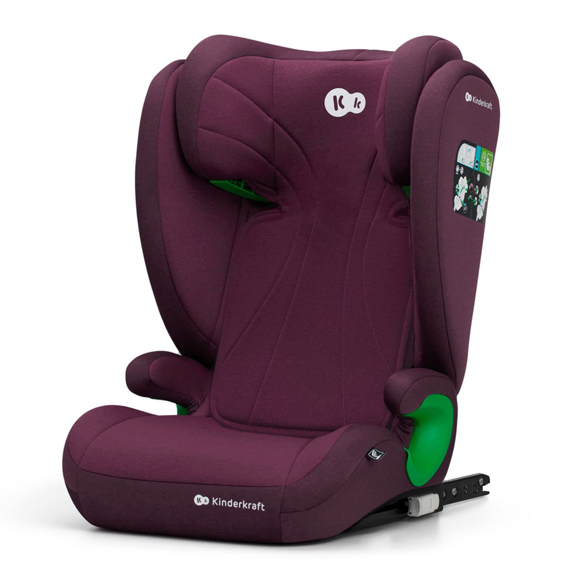 Kinderkraft JUNIOR FIX 2 i-Size Siège auto bébé Groupe 2/3 100-150 cm, de 3,5 à 12 ans, avec Isofix fixation, Têtière ajustable en hauteur 10 niveaux, Protection latérale, Housse amovible, Burgund