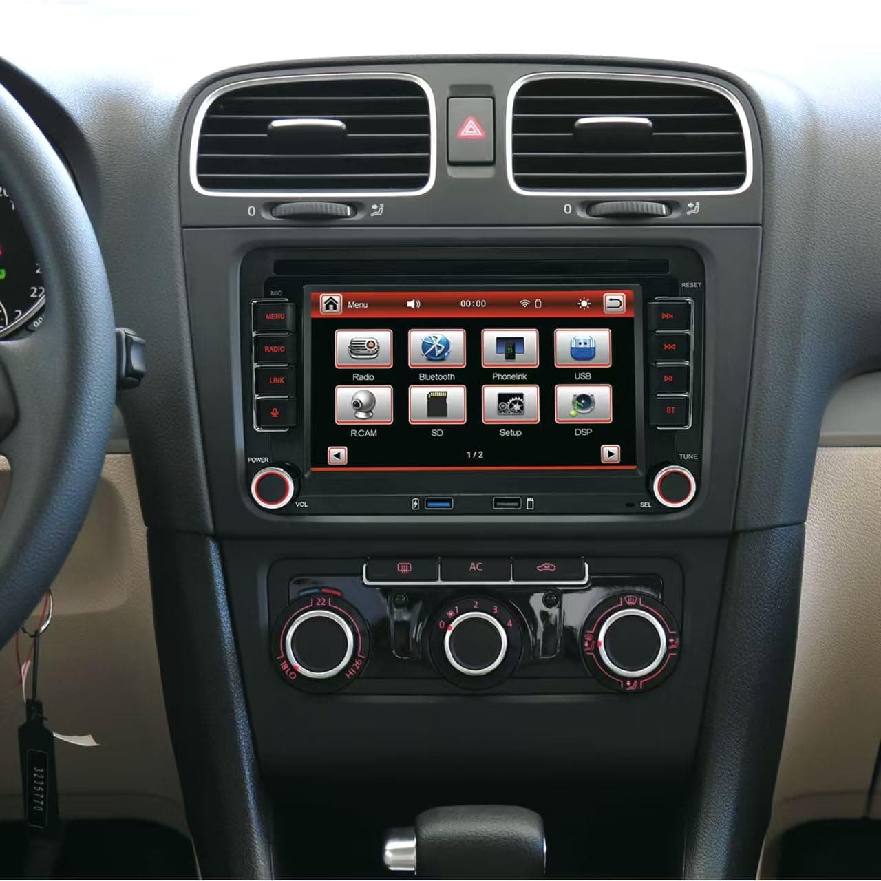 Autorradio para VW Golf R32/Plus/5/6, Passat, Polo T5, Jetta,Skoda,MK5,Carplay inalámbrico/cableado y Android Auto, Soporte de Radio Am/FM/RDS/USB,BT, Pantalla táctil de Alta definición de 7 Pulgadas