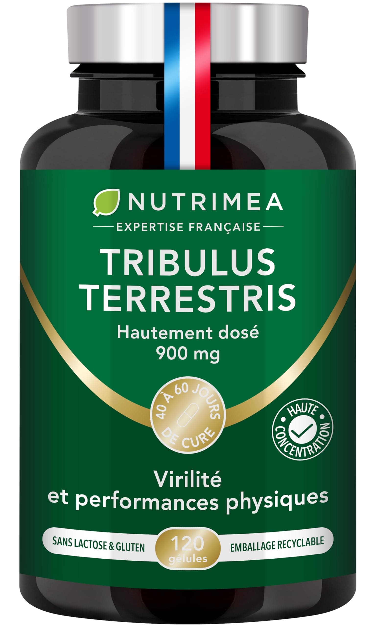 TRIBULUS TERRESTRIS - 9000 mg - Extrait 10:1 Titré en Saponines - Source d'Energie pour Performances Sportives, Endurance & Croissance Musculaire - 120 Gélules Vegan - Nutrimea - Fabriqué en France