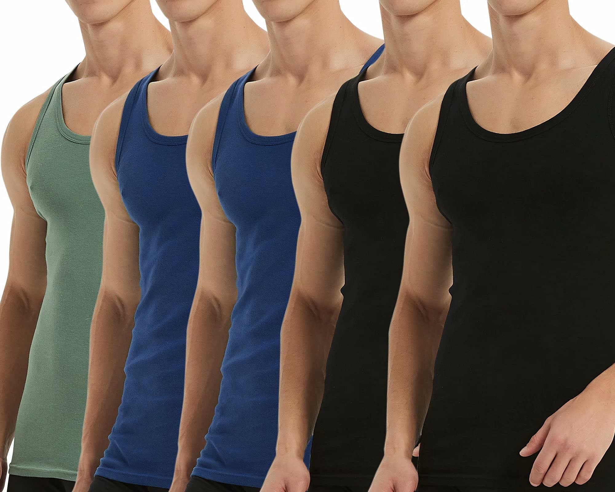 Falechay Débardeur Homme Lot de 5 Maillot de Corps 100% Coton Musculation Sport Maillot de Corps Toutes Les Tailles et Les Couleurs
