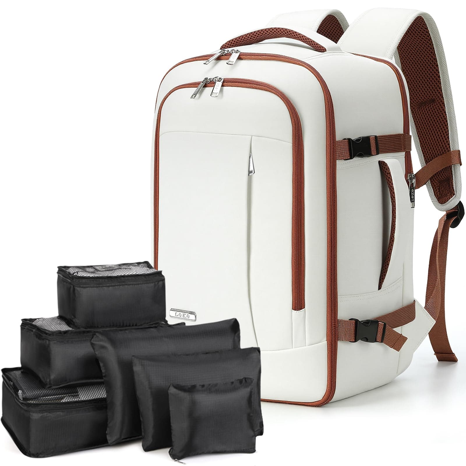 Lekespring Mochila Viaje Cabina Avion 40x20x25 | Mochila Viaje Mujer Hombre - Maletas de Viaje Cabina con 6 Bolsas Organizadoras - Vacaciones Negocios Viajes Escuela