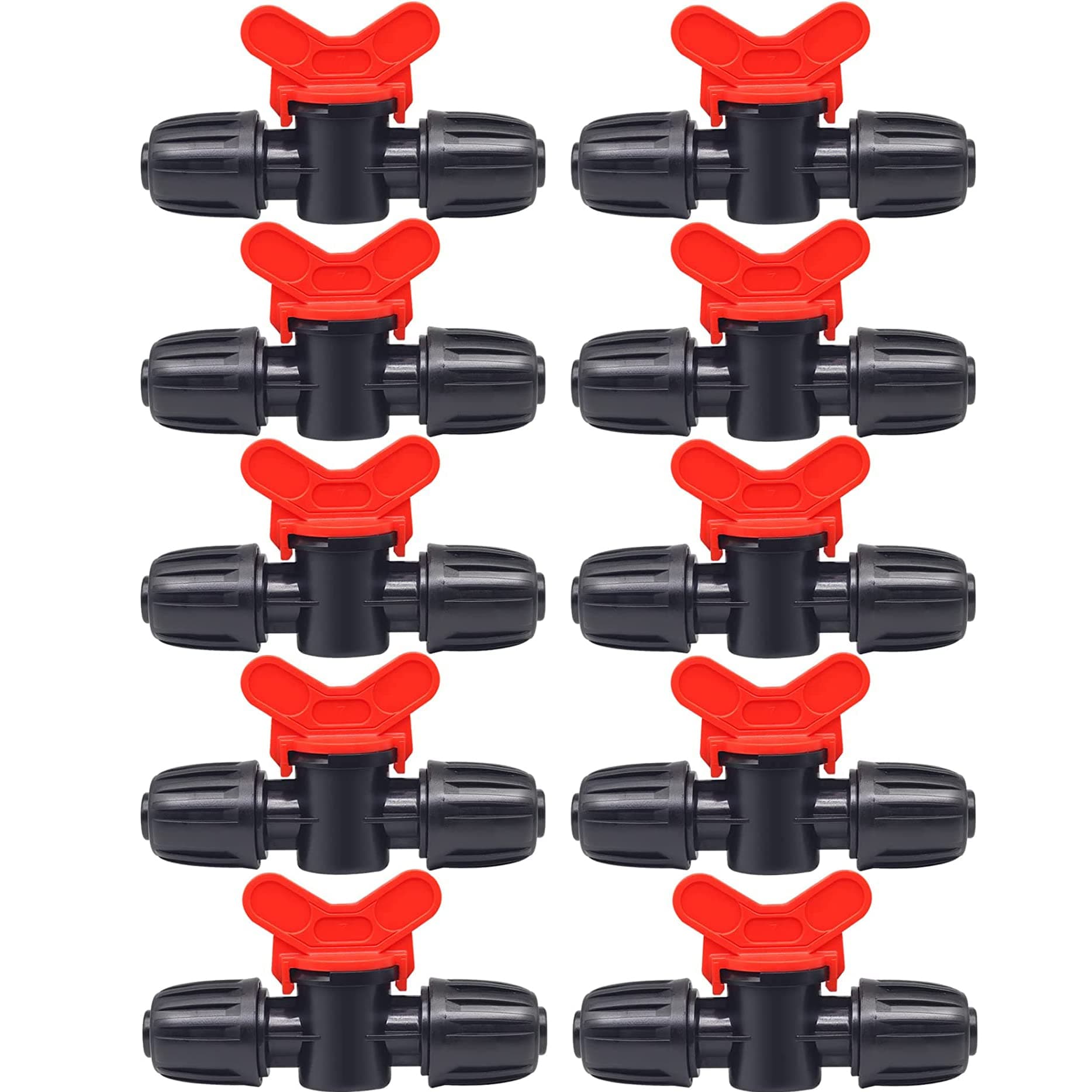 10 Pièces Vanne Commutation d'Irrigation, Irrigation Pipe Valve Switch, Robinet Jardin en Plastique PE, Robinet Barbelé Double Mâle, pour L'irrigation des Pelouses de Jardin, pour 16mm Tuyau