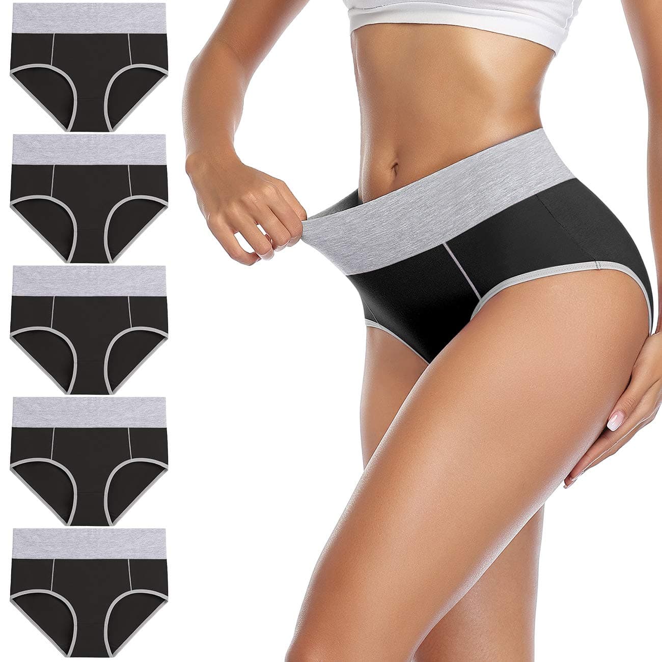 wirarpa Slip Elasticizzato Mutande Donna Cotone Vita Alta Intimo Mutantina Traspirante Pacco