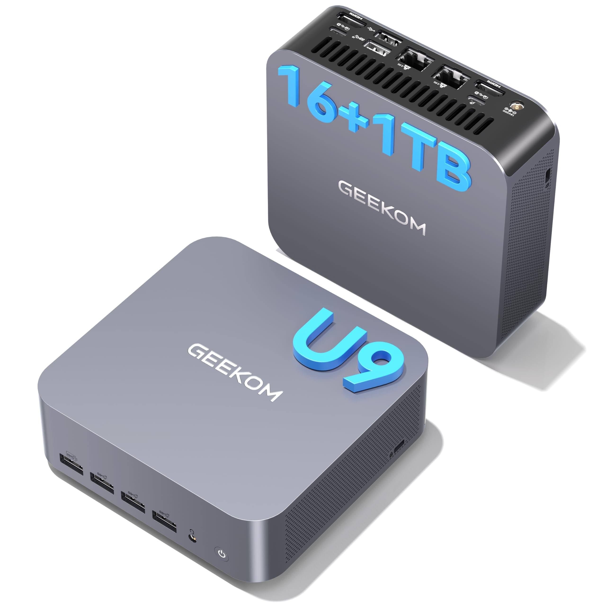 GEEKOM GT13 MAX Mini PC con Intel Core U9 185H (14ª Gen.), 16GB DDR5 (Ampliable, No LPDDR Bloqueada) + 1TB SSD |Dual LAN 2.5G |Mini Ordenador de Sobremesa con Windows 11 Pro |WiFi 7 |6×USB |Lector SD