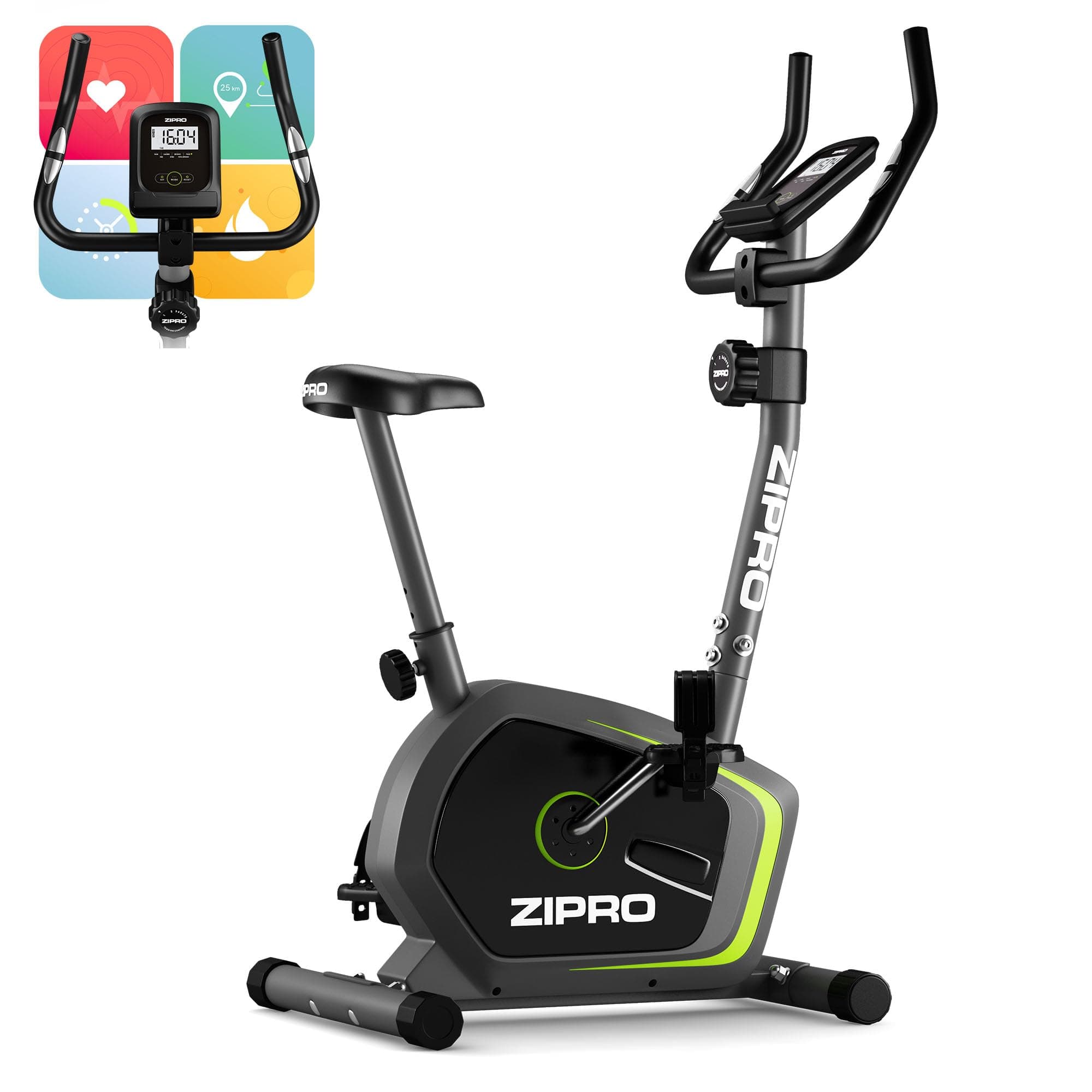 Zipro Cyclette Drift, Fitness Bike Ergometrico, Trainer Magnetico per Bicicletta, Ergometro fino a 120 kg, Bici da Interno, Cyclette per Allenamenti Domestici, Batteria Operata