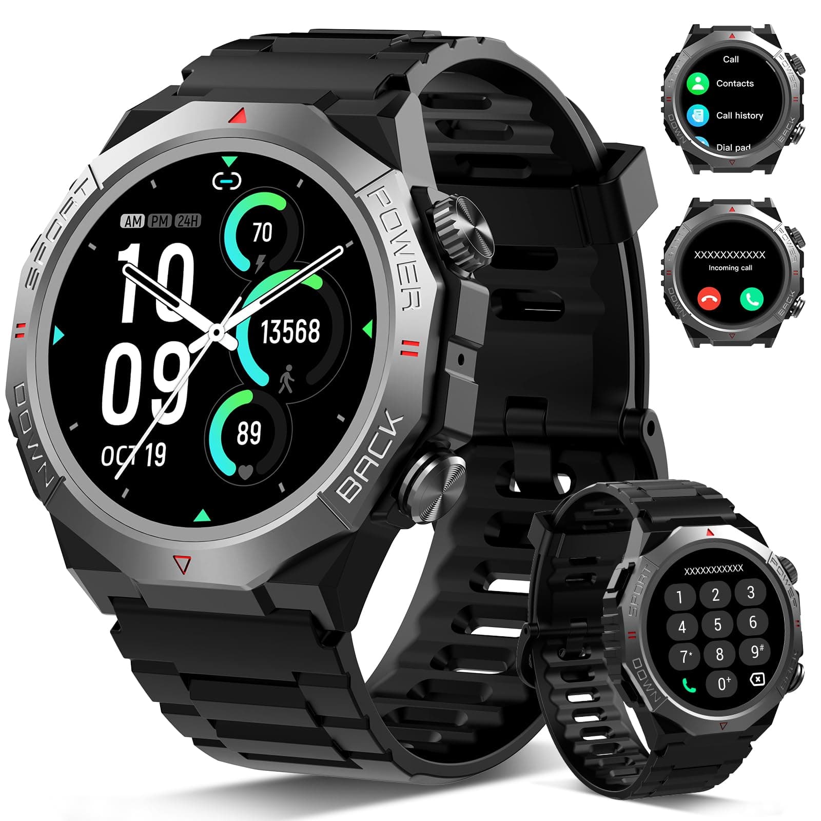 Ddidbi Reloj Inteligente Hombre Mujer con Llamadas, 1.39" Militar Smartwatch con 110+ Modos Deportivos, Monitor de Ritmo Cardíaco y Sueño. Pulsera Actividad IP68 Impermeable para Android iOS(2026)