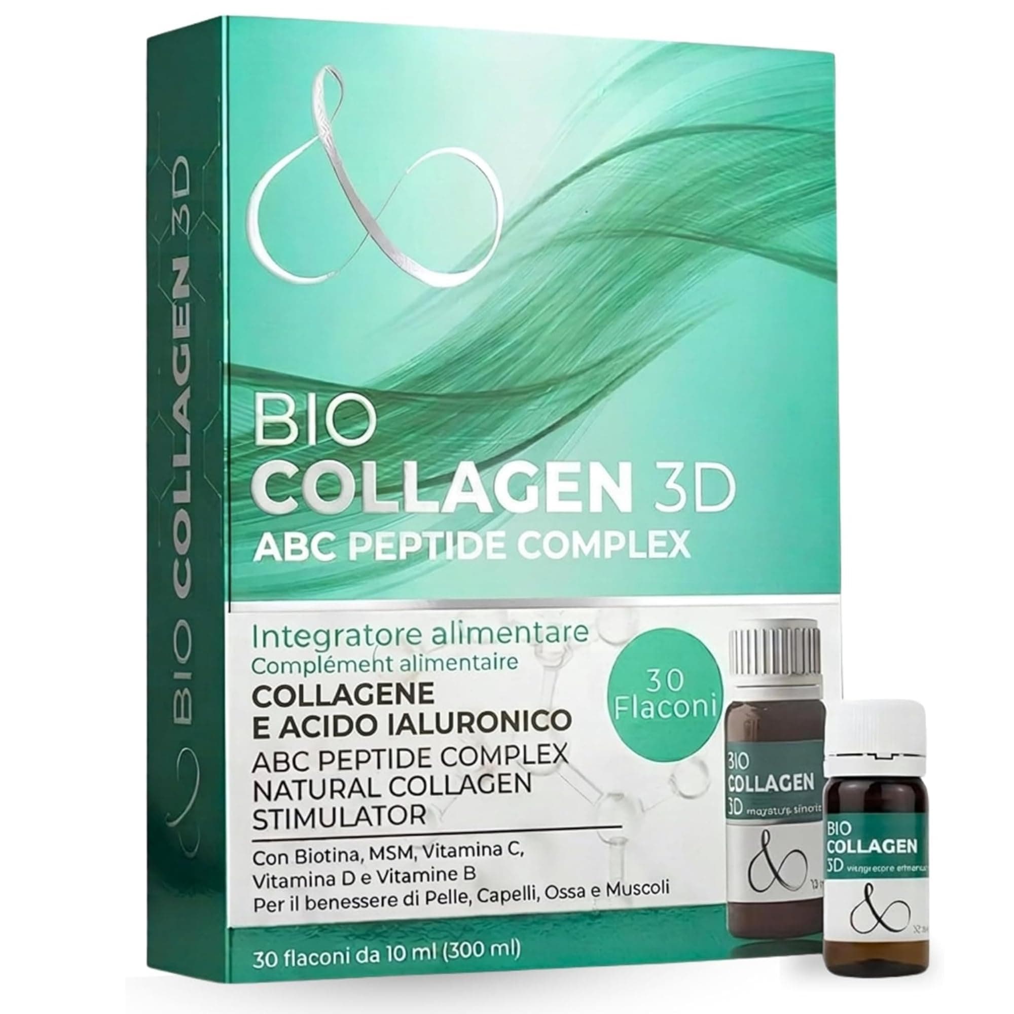 Collagene da Bere - Collagene e Acido Ialuronico, Biotina, Msm & Vitamina C. Collagen Idrolizzato, in Sinergia con ABC collagen stimulator Peptide, Collagen per ossa e articolazioni. Colageno Donna