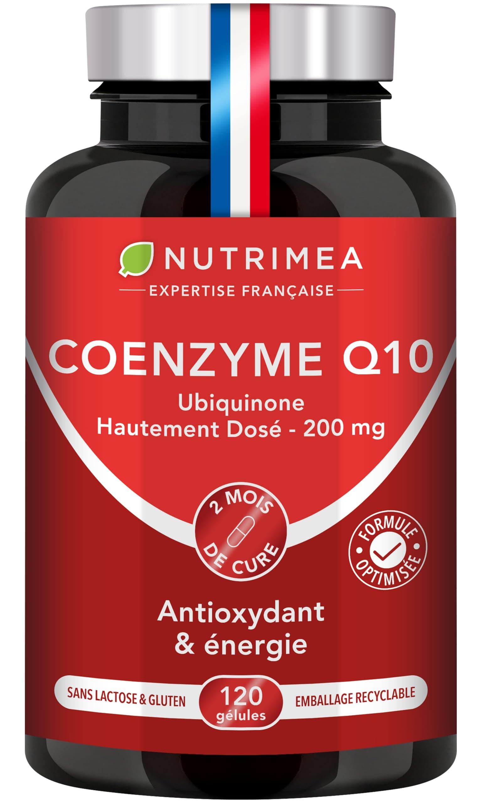 COENZYME Q10 - Précurseur de l'Ubiquinol - Puissant Antioxydant Naturel - Protecteur Anti-Age - Énergie Cellulaire - Absorption Maximale - 120 Gélules Vegan - Nutrimea - Fabriqué en France