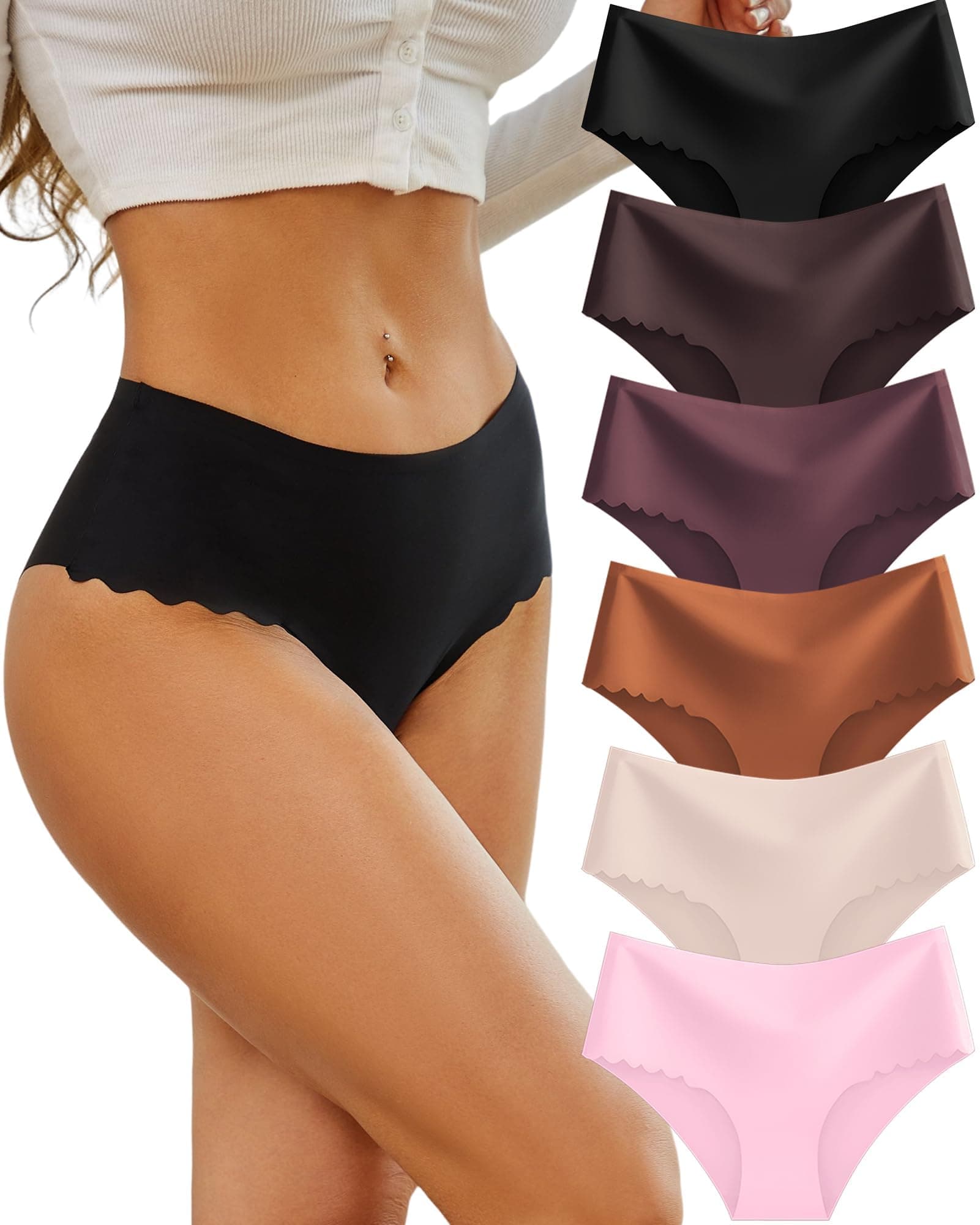 Sth Big Mutande Donna Senza Cuciture Vita Alta Slip Microfibra Intimo Sexy Multipla Culotte Underwear Invisibili Mutandine Donna Briefs Pacco da 6