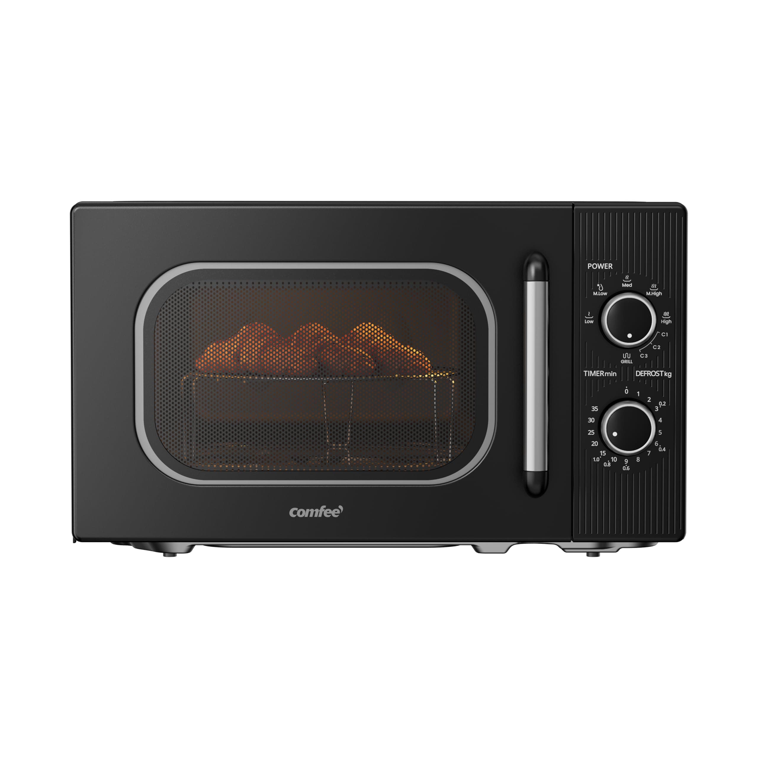 COMFEE' Four à Micro-ondes avec Grill, 20 Litres, Micro-ondes 700 W, Grill 1000 W, 5 Niveaux de Puissance, Minuterie 1-35 min, Design Compact, Noir - CMO-MG202NC(BK)