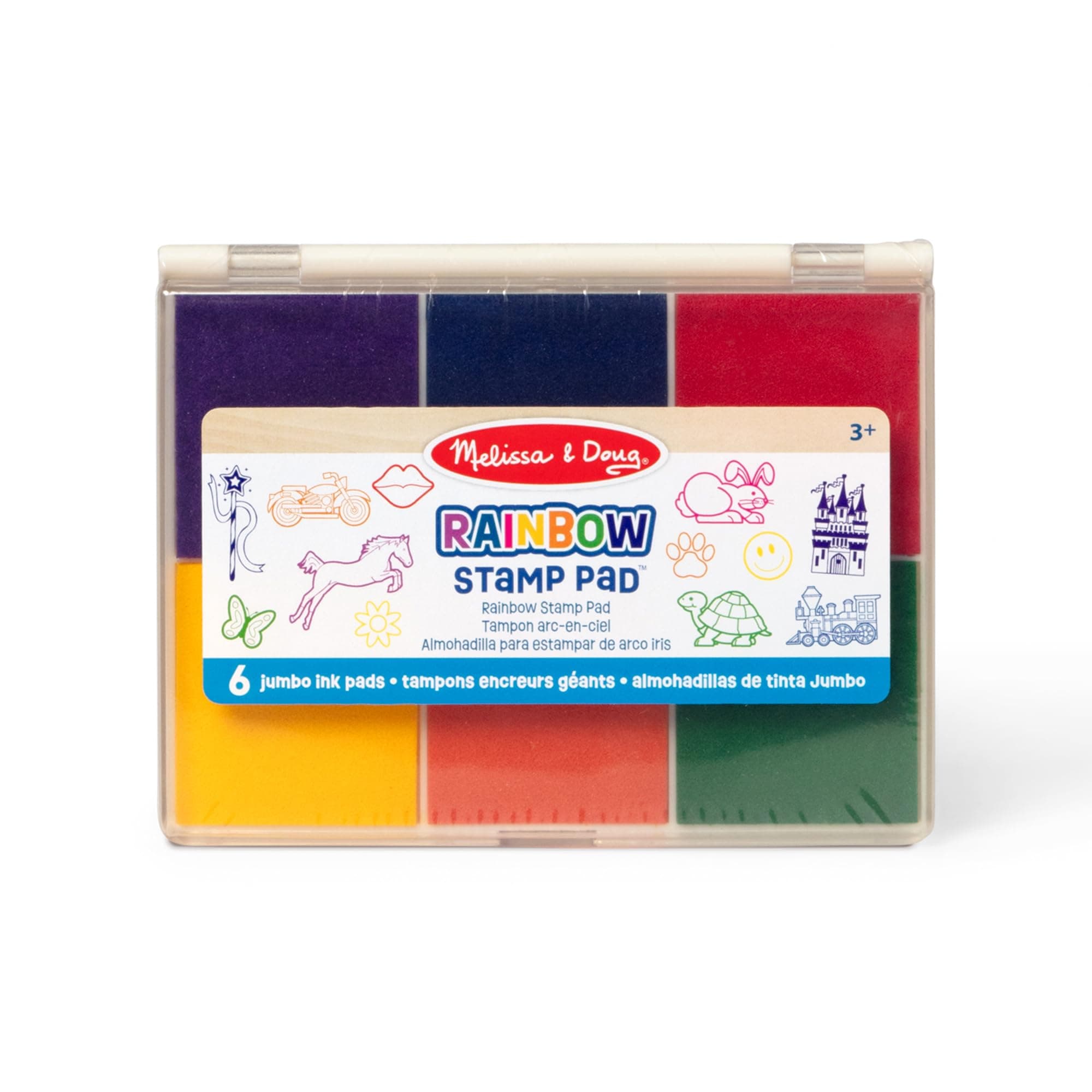 Melissa & Doug - Regenbogen-Stempelkissen, Mit 6 Farben auswaschbarer Tinte, Für Kinder ab 4 Jahren