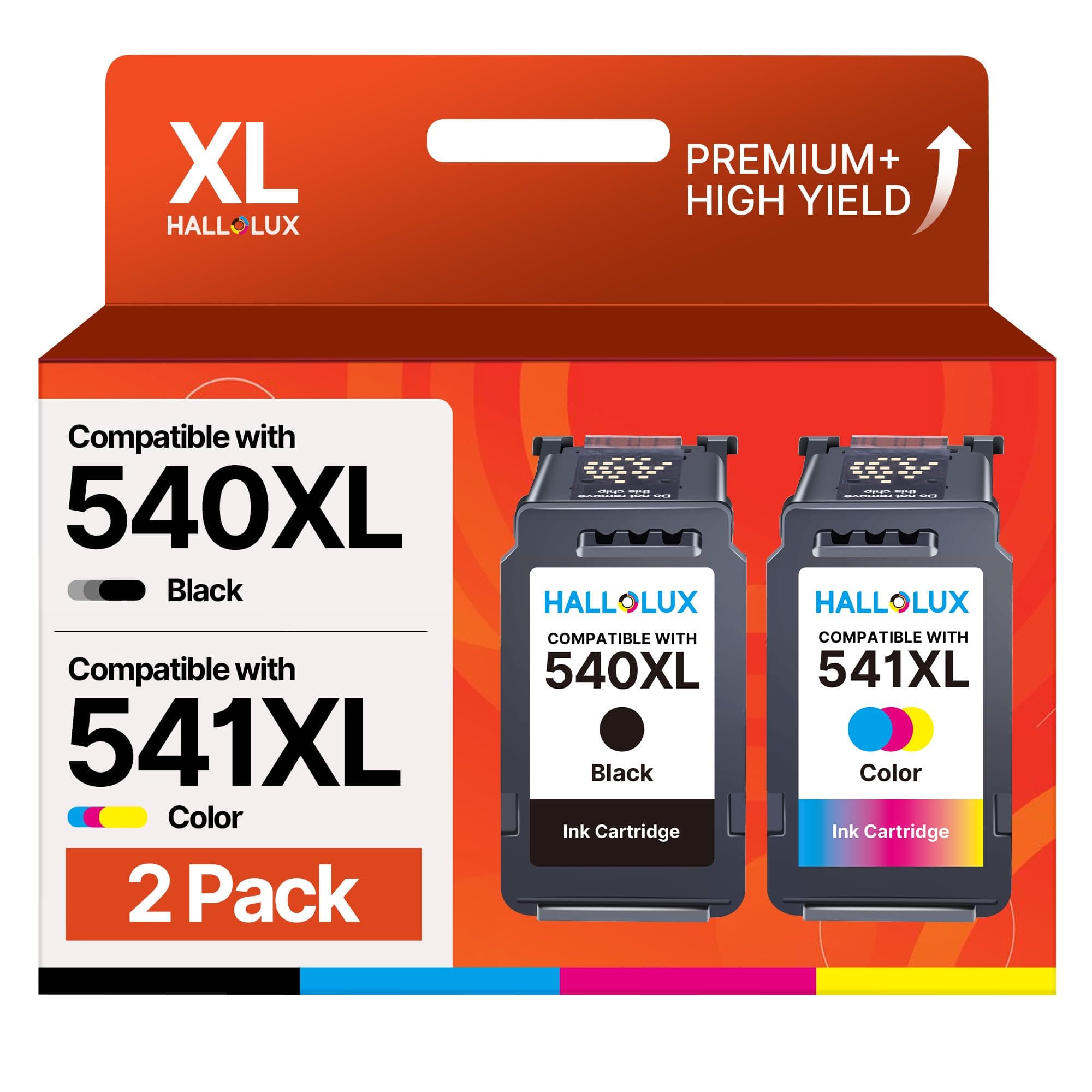 HALLOLUX PG-540XL CL-541XL Compatible pour Cartouche Canon 540 et 541 XL 540 541 XL Cartouche Compatibles pour PIXMA TS5150 TS5150 TS5100 MG3650s MG3650 MG3600 MG3550 MX395 MX475 MX535 Couleur Noir