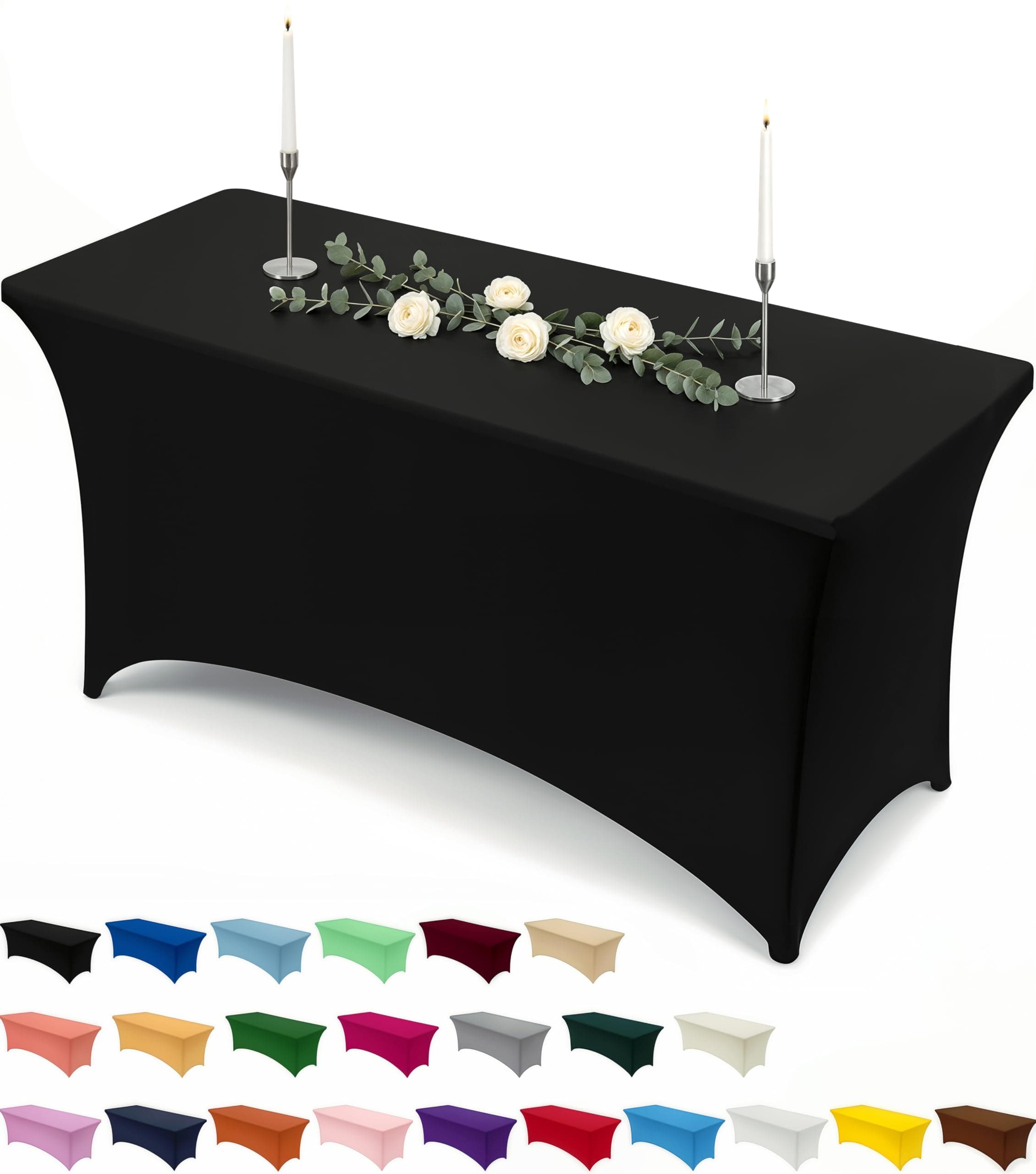 Utopia Kitchen 1 Paquete de Mantel Rectangular de Poliéster (6 pies - 183 cm) Elástico de Spandex, Cubre Mesa para Bodas, Bares, Artesanías, Exposiciones (Negro)