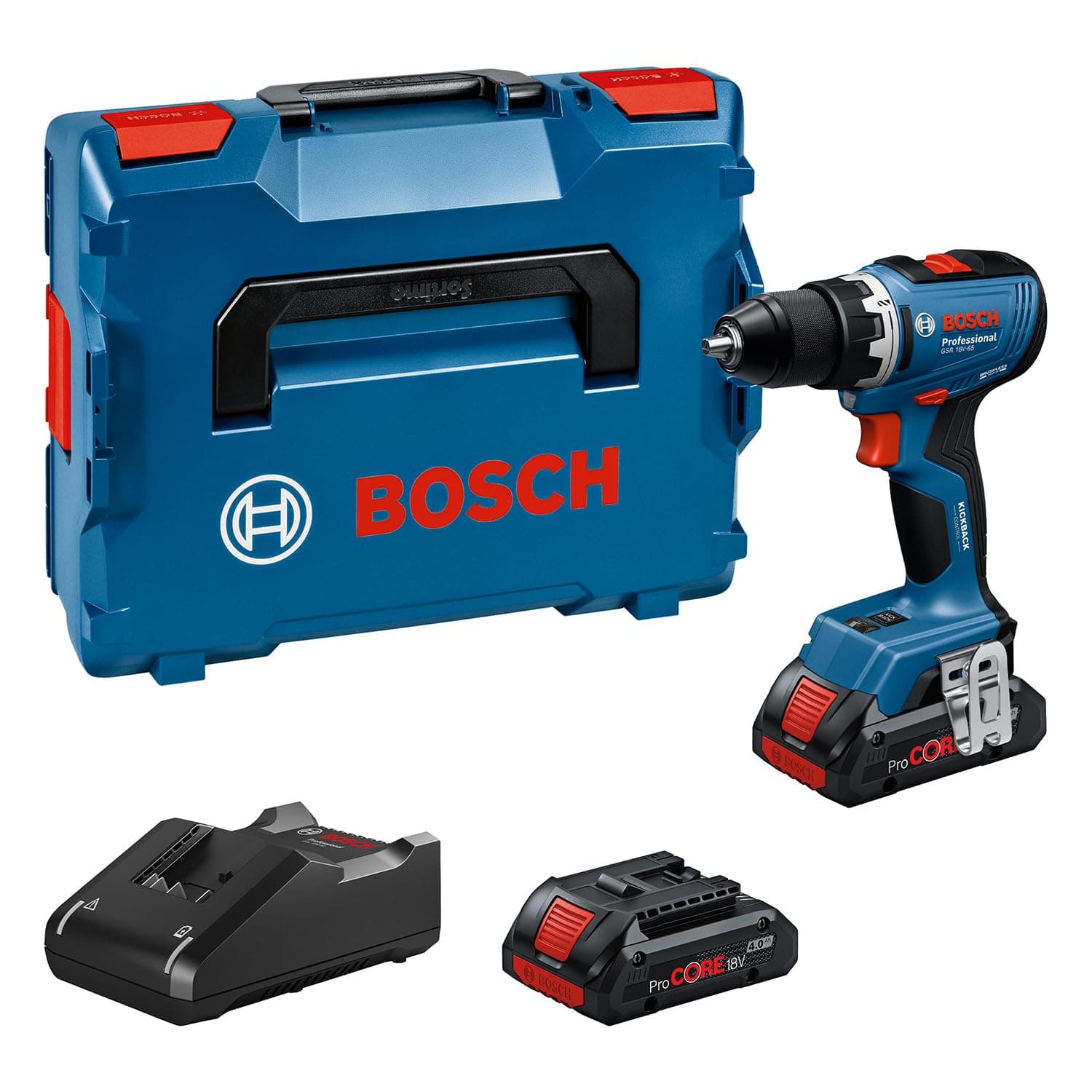 Bosch PRO Akku-Bohrschrauber GSR 18V-65 | Kompakt, aber robust, macht schwierige Schraubanwendungen leichter GSR 18V-65 (2xPC4,0Ah, L)