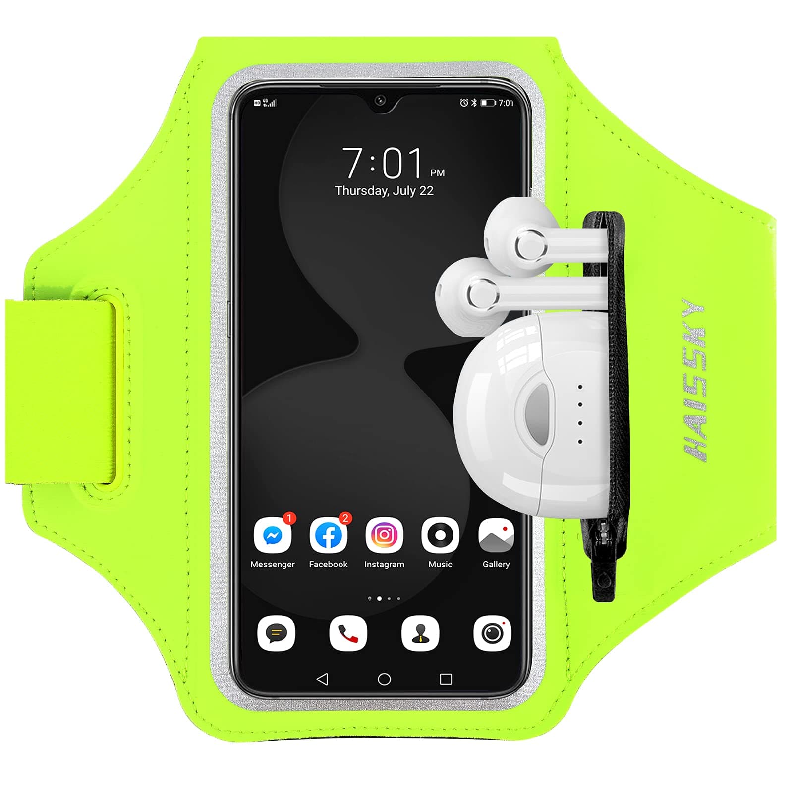 HAISSKY Fascia da Braccio con Borsa Auricolare, Fascia Sportiva Running Porta Cellulare Braccio Portacellulare Armband per MP3/iPhone 16 Pro Max/15 Pro/14 Pro/13 Galaxy S25 Ultra/S24/S23 Fino a 6,9"