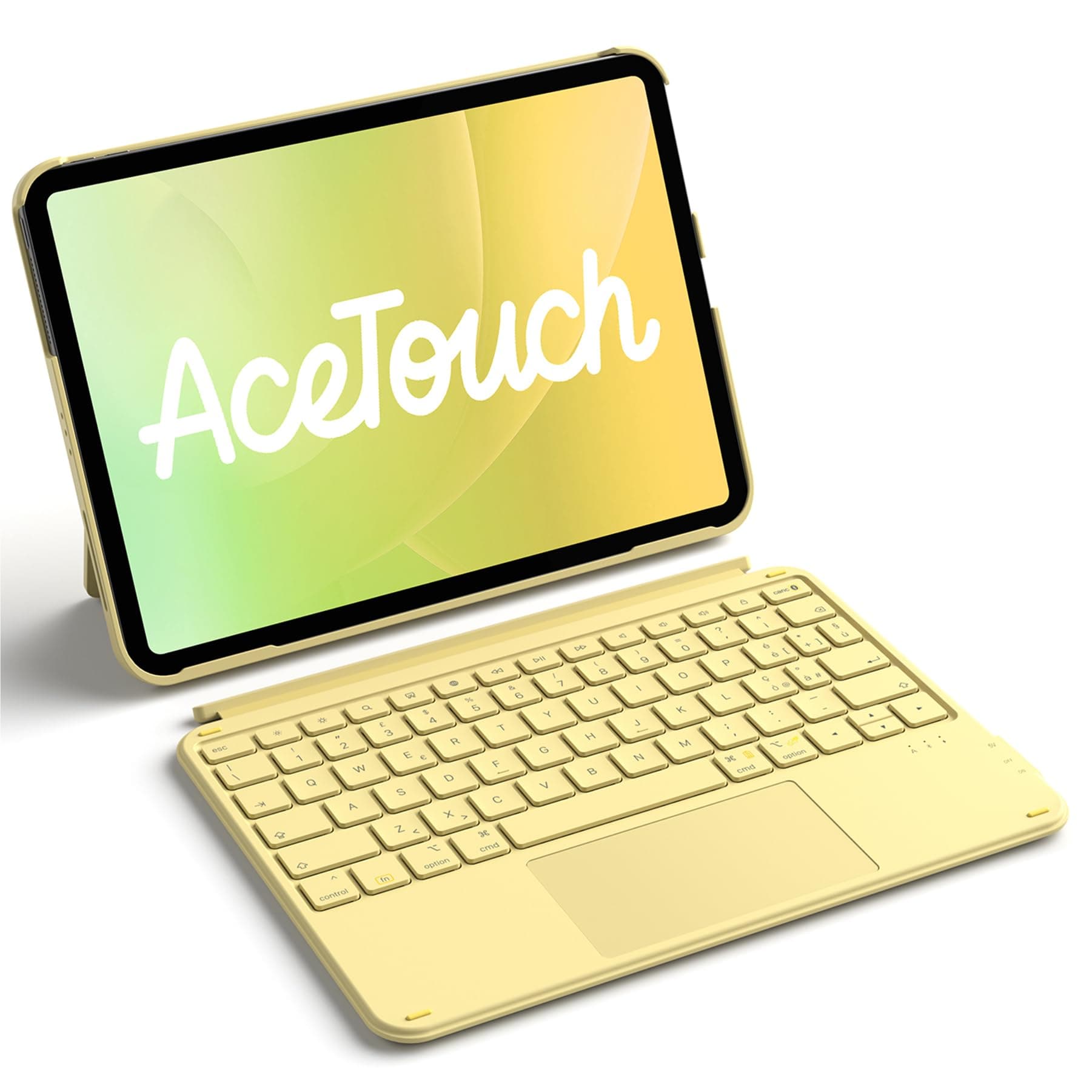 Inateck Custodia Tastiera per iPad 11a/10a Gen, iPad 10a (10,9")/11a Gen (2025 A16), Air 11" M4/M3/M2, Air 6/5/4a, Pro 11 4a-1a, Tastiera Ultralight Rimovibile con Touchpad,Giallo AceTouch