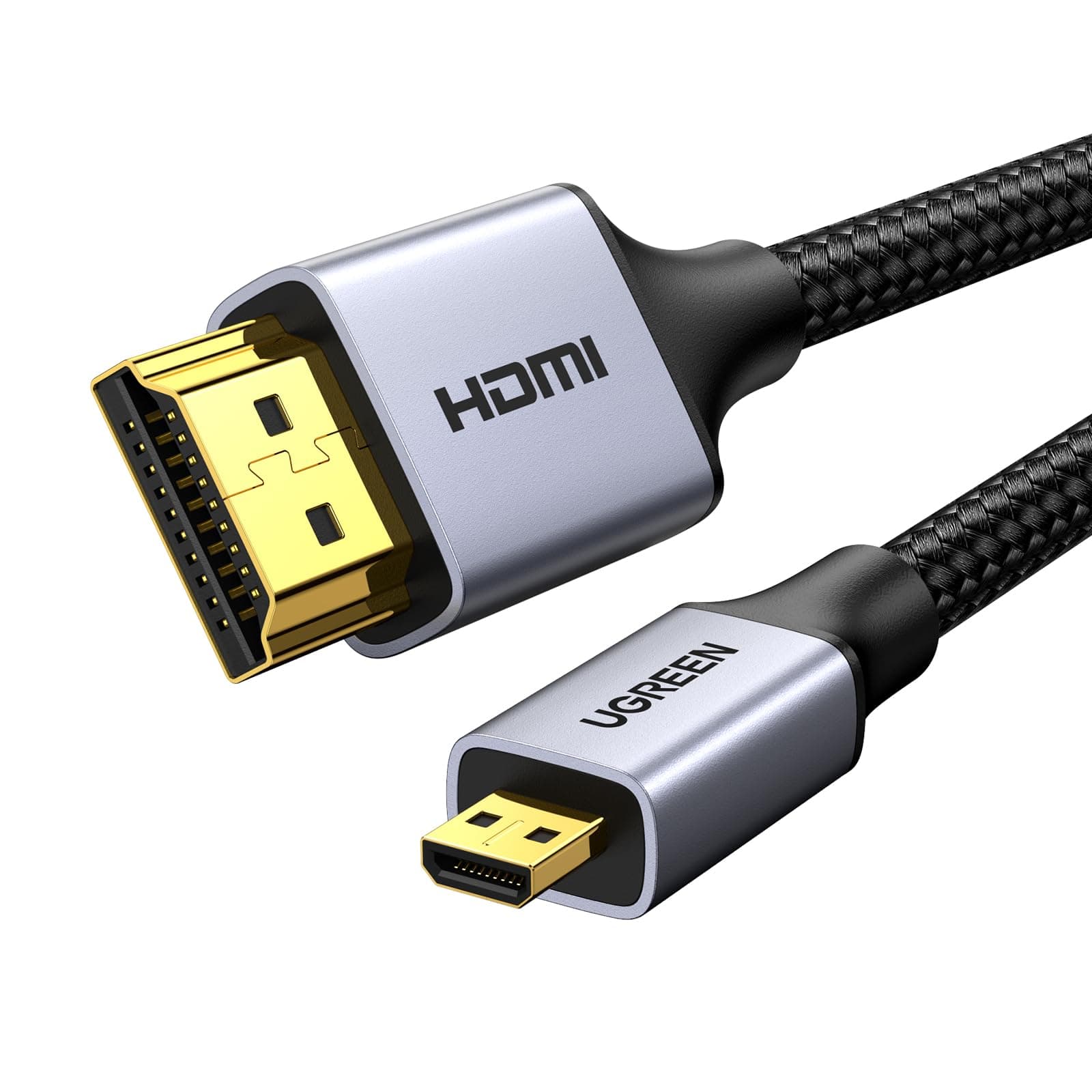 UGREEN Micro HDMI Kabel 4K auf HDMI 2.0 Mit Ethernet 3D Full HD 1080P HDR ARC Kompatibel Mit Raspberry Pi 5/4, Kamera, TV (2M)