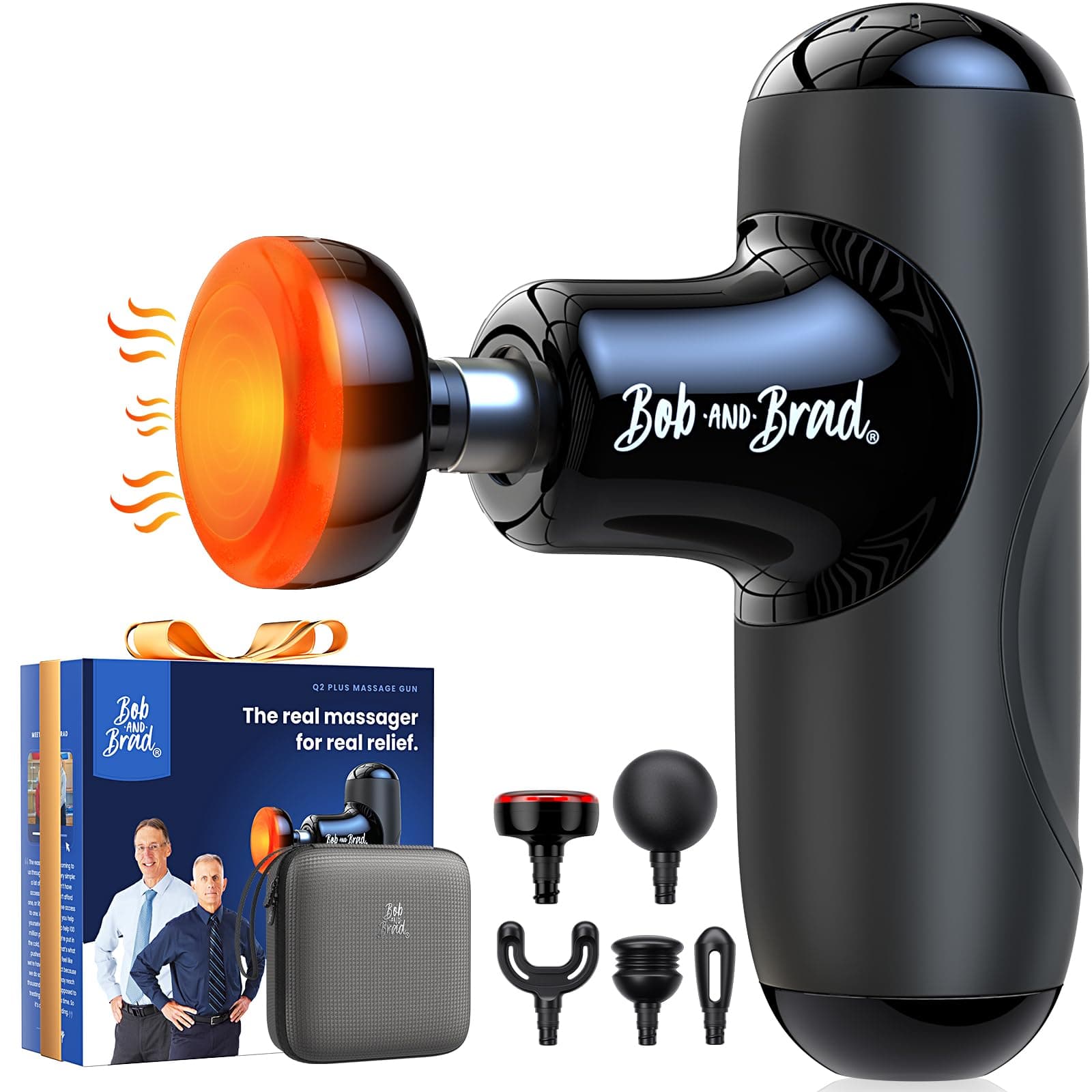 BOB AND BRAD Q2 Plus Massagepistole mit Wärme, Mini Massage Pistole Muskel Percussion Massagegerät, Kompakte Massage Gun mit Tragetasche, Leise Muskelmassagepistole für Muskelentspannung